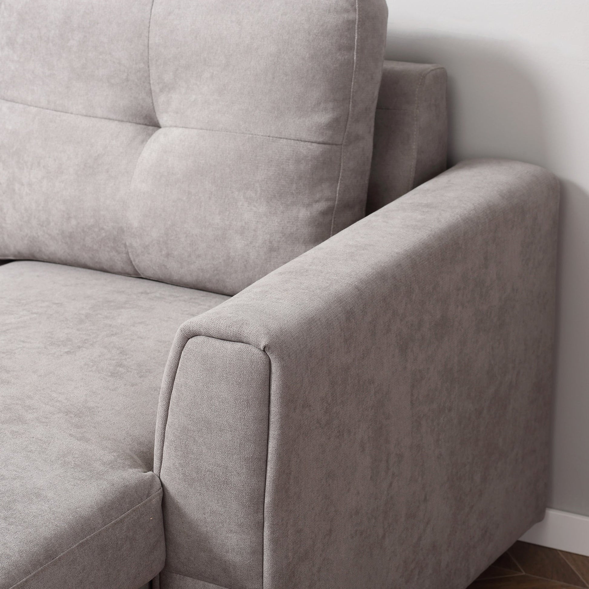 HOMCOM 3 Seater Sofa Bed, L-Shaped Corner Sofa, Pull Out Sofa with Storage, Convertible Click Clack Settee Sectional Sleeper Futon for Living Room, Office, Grey