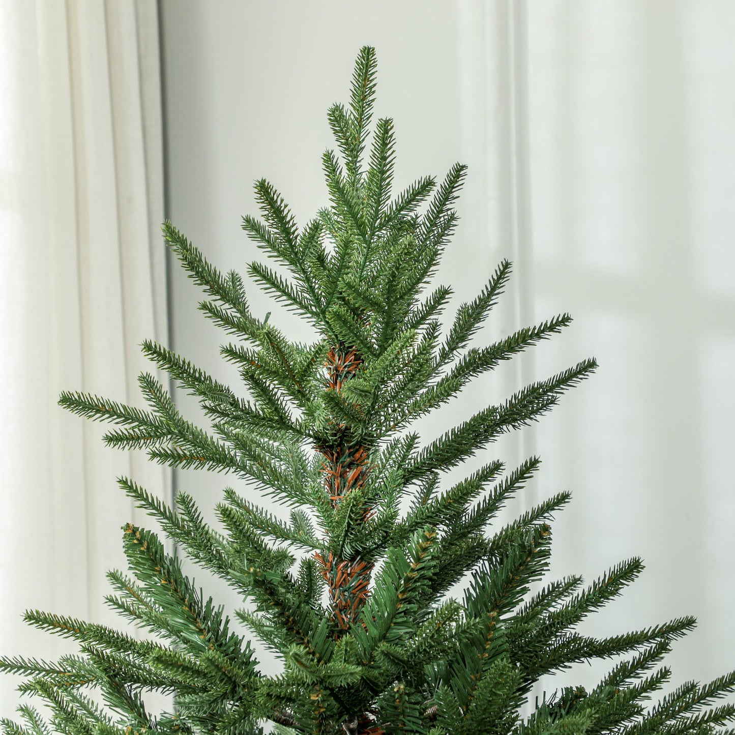 6ft Artificial Christmas Tree with 2380 Tips, Metal Base, Realistic Hinged Xmas Tree, Easy to Assemble, Green