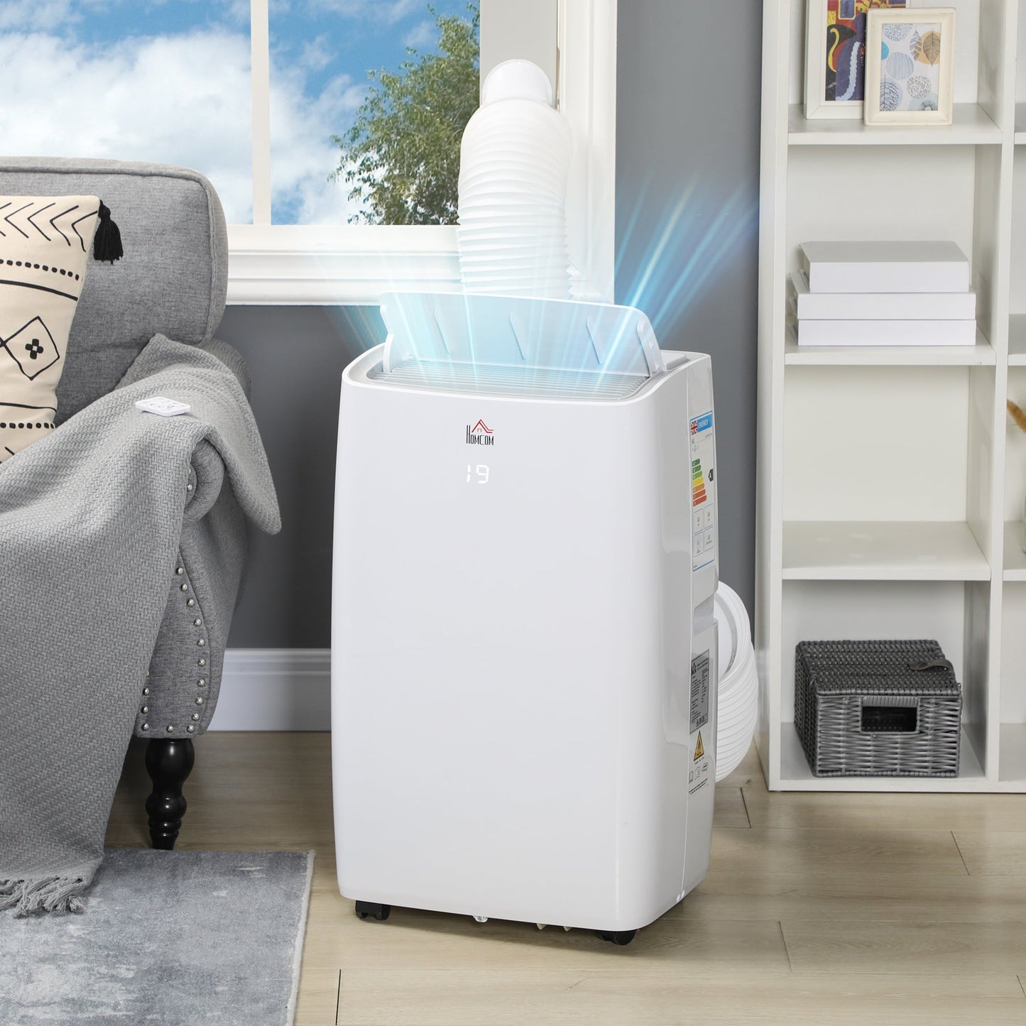HOMCOM 12000 BTU Air Conditioning Unit, 3-in-1 Portable Air Conditioner, Dehumidifier, Cooling Fan with 3 Speeds, Remote Control, LED Display, 24H Timer, Window Venting Kit, Children Lock, 25m²