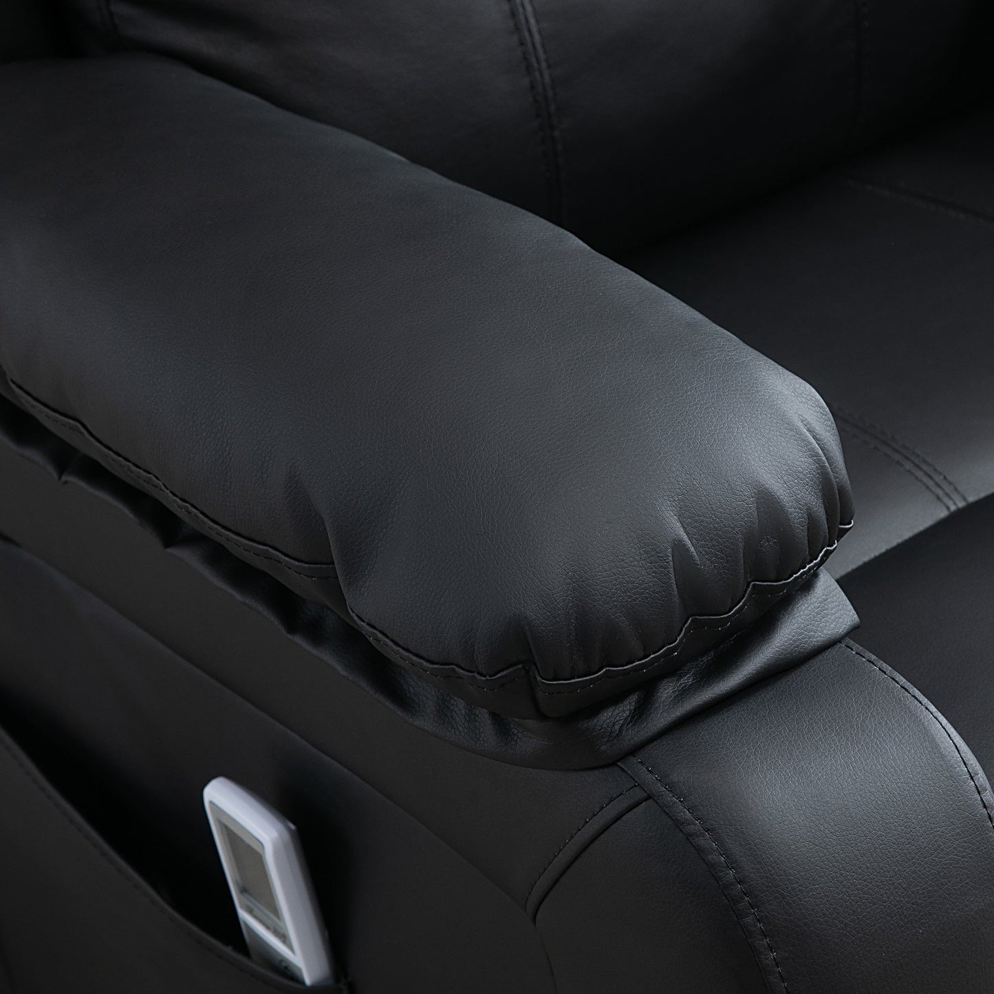 Riser and Recliner Chair with Vibration Massage, PU Leather Power Lift Chair for Elderly with Thick and High Back, Headrest, Removable Armrests, Side Pockets, Electric Lift Armchair, Black