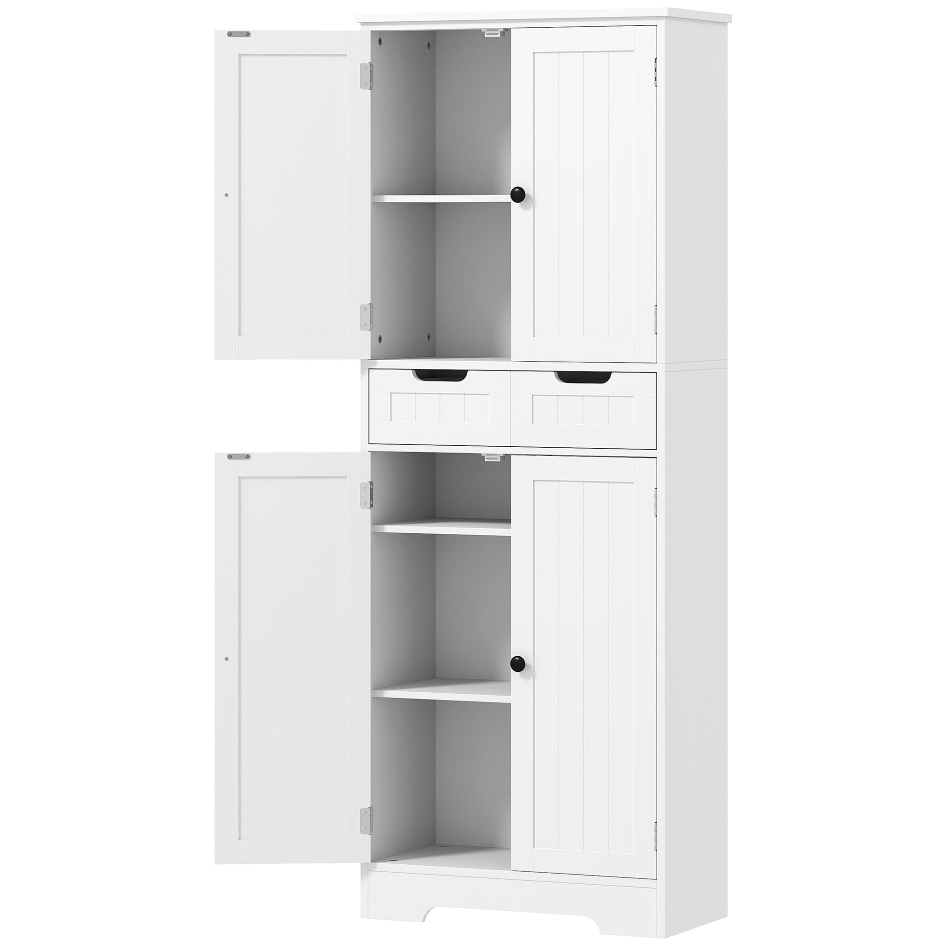 Tall Bathroom Cabinet, Freestanding Storage Cupboard, Bathroom Storage Cabinet with Drawer, Shelves and Doors, 60 x 30 x 160 cm, White