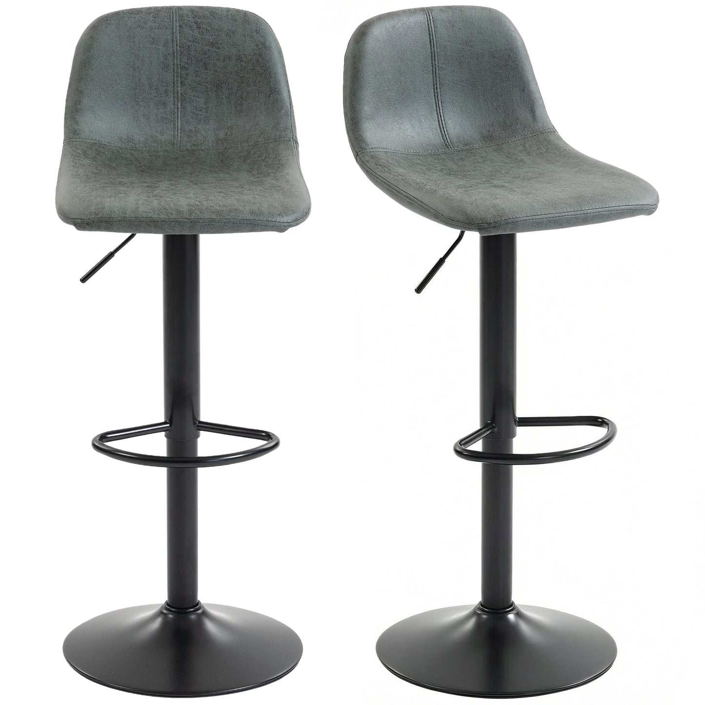 Bar Stools Set of 2, Modern Swivel Barstools, Height Adjustable Breakfast Bar Chairs with Footrest for Kitchen Island and Dining Room, Green