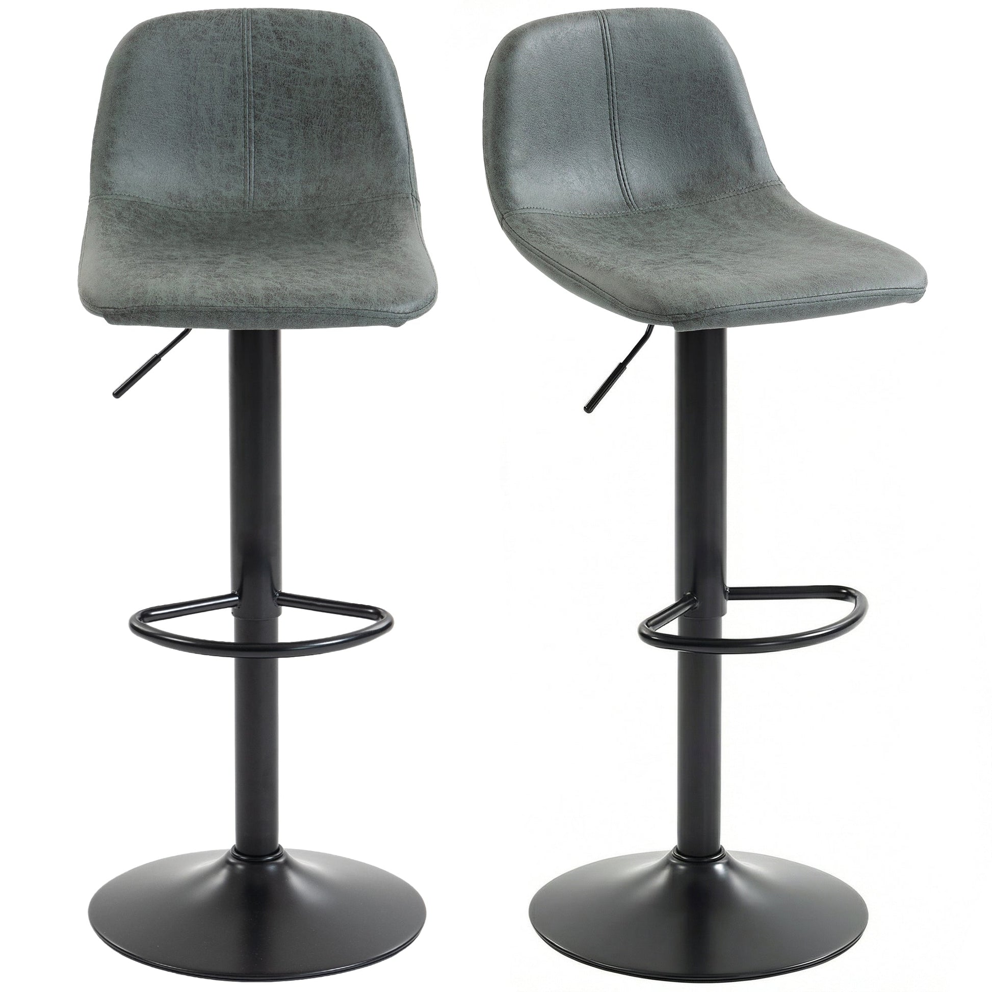 Bar Stools Set of 2, Modern Swivel Barstools, Height Adjustable Breakfast Bar Chairs with Footrest for Kitchen Island and Dining Room, Green