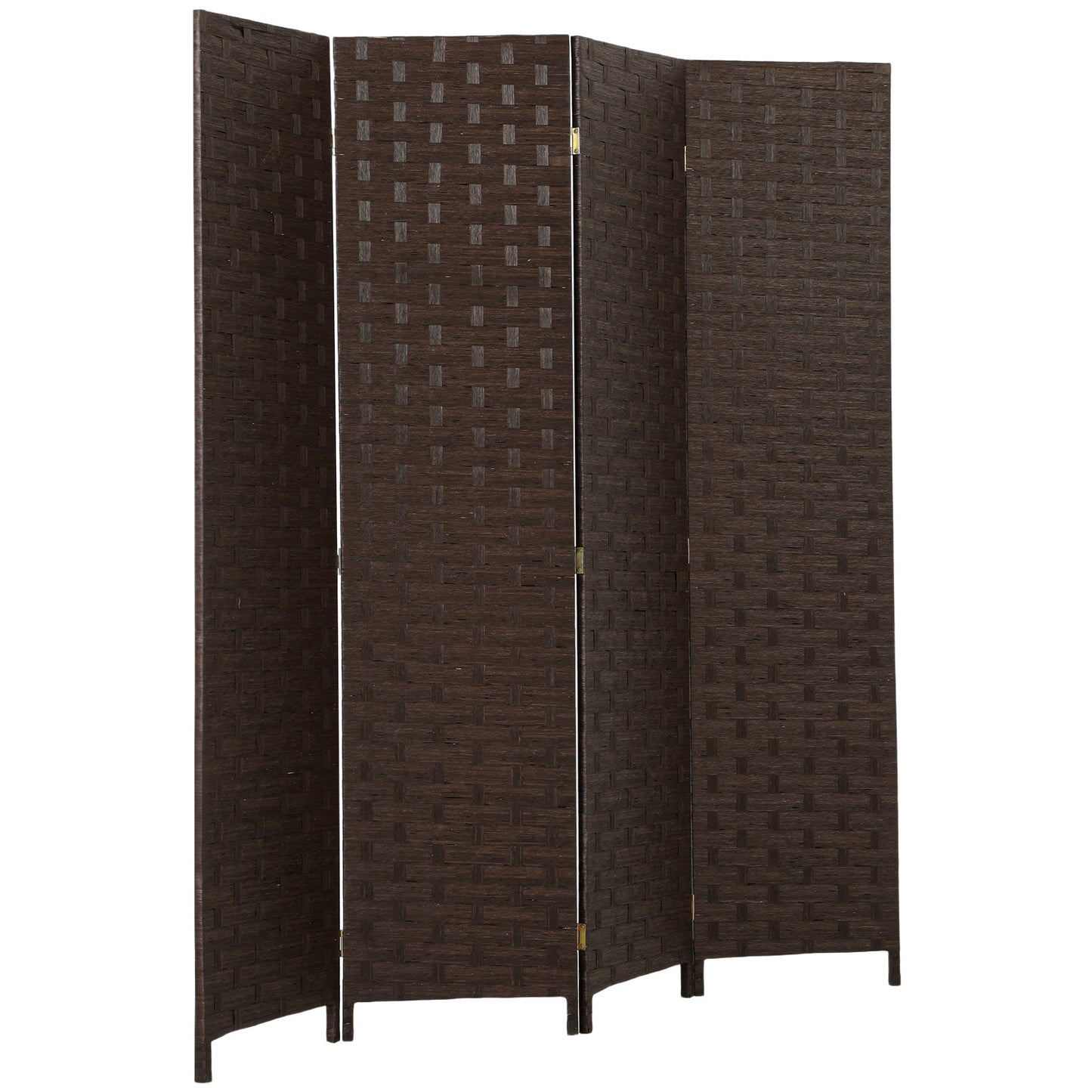 4-Panel Room Dividers, Wave Fibre Freestanding Folding Privacy Screen Panels, Partition Wall Divider for Indoor Bedroom Office, 170 cm, Dark Brown