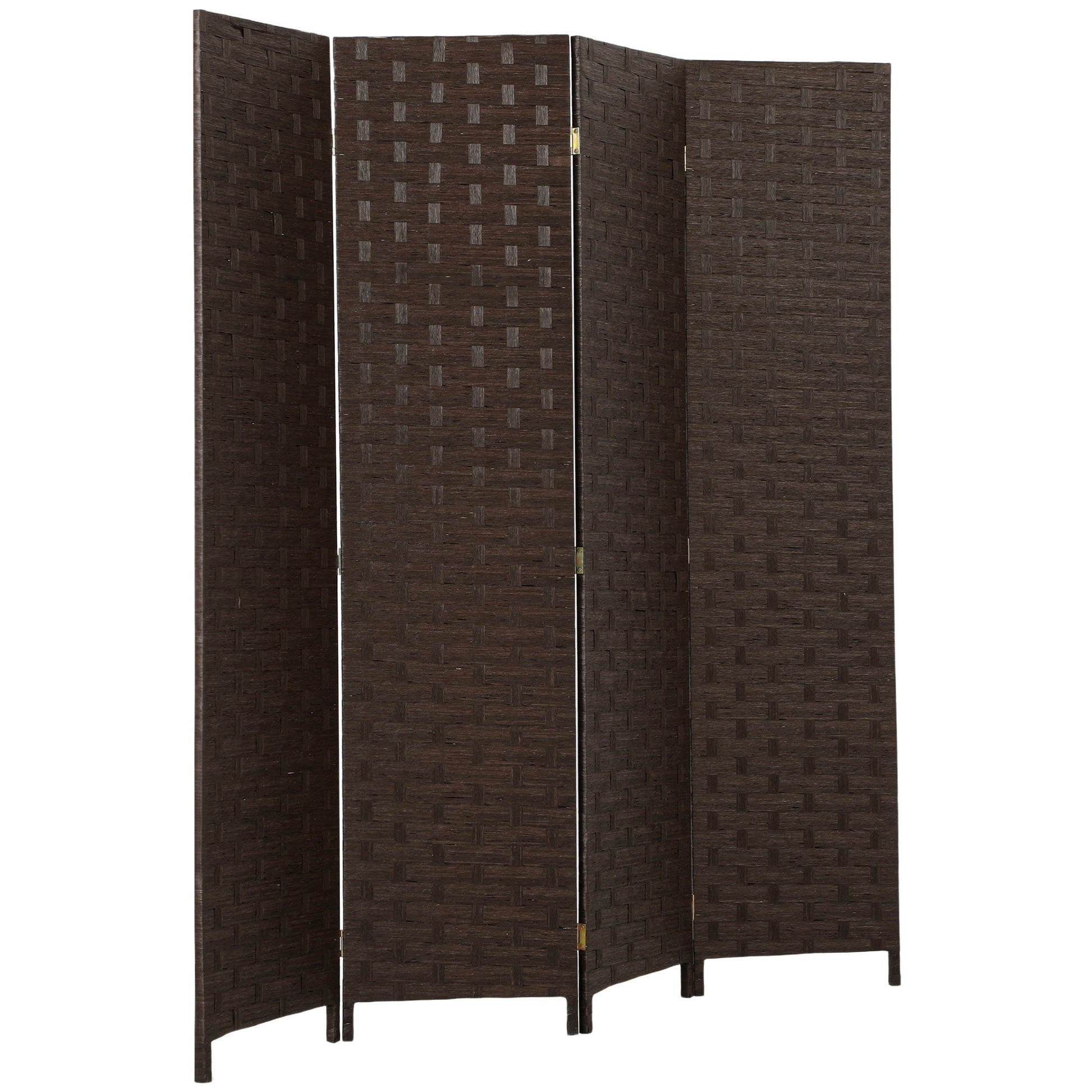 4-Panel Room Dividers, Wave Fibre Freestanding Folding Privacy Screen Panels, Partition Wall Divider for Indoor Bedroom Office, 170 cm, Dark Brown