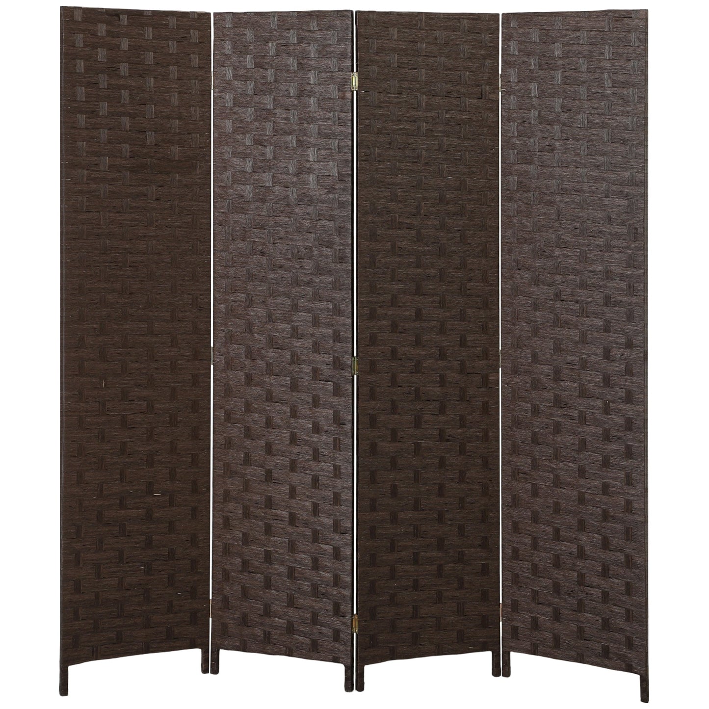 4-Panel Room Dividers, Wave Fibre Freestanding Folding Privacy Screen Panels, Partition Wall Divider for Indoor Bedroom Office, 170 cm, Dark Brown