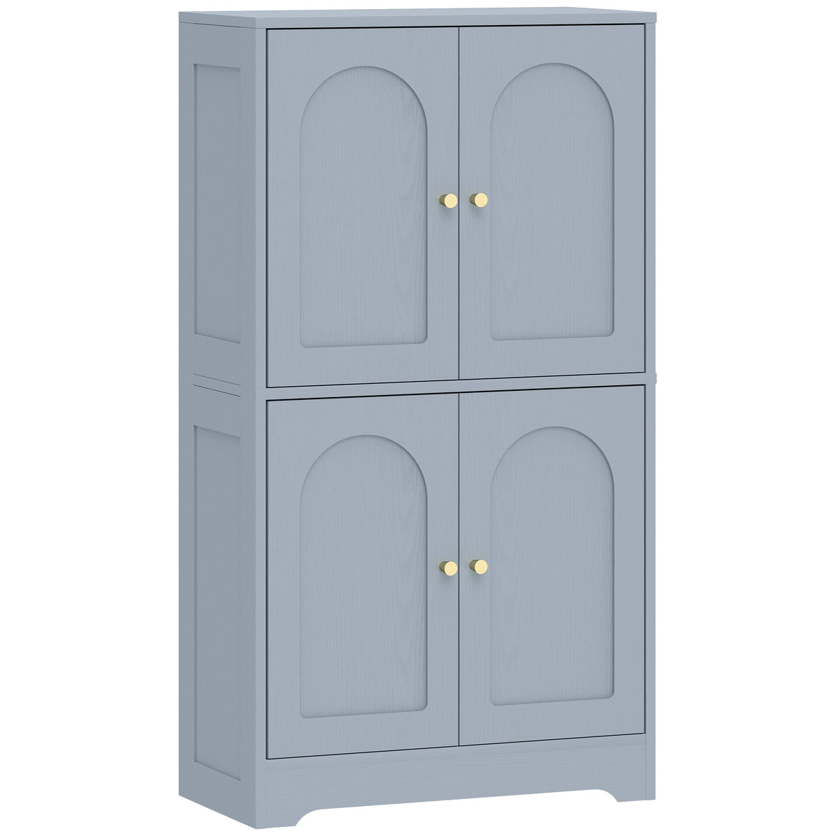 110cm Kitchen Cupboard, Freestanding Kitchen Storage Cabinet with 4 Arched Doors and 2 Adjustable Shelves, Modern Pantry Cupboard for Dining Room, Grey