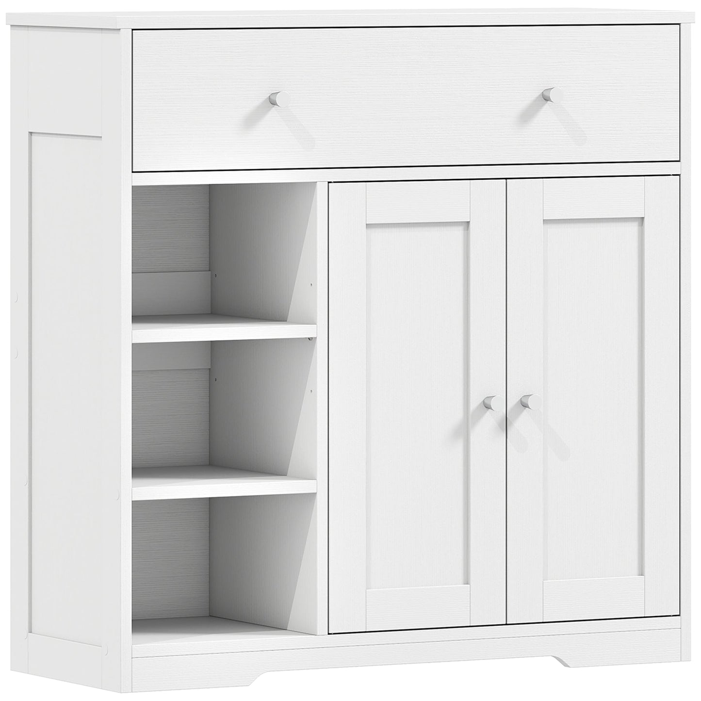 Bathroom Floor Cabinet, Freestanding Bathroom Cabinet with Drawer, Door, Open Shelves, for Bathroom, Bedroom and Living Room, White