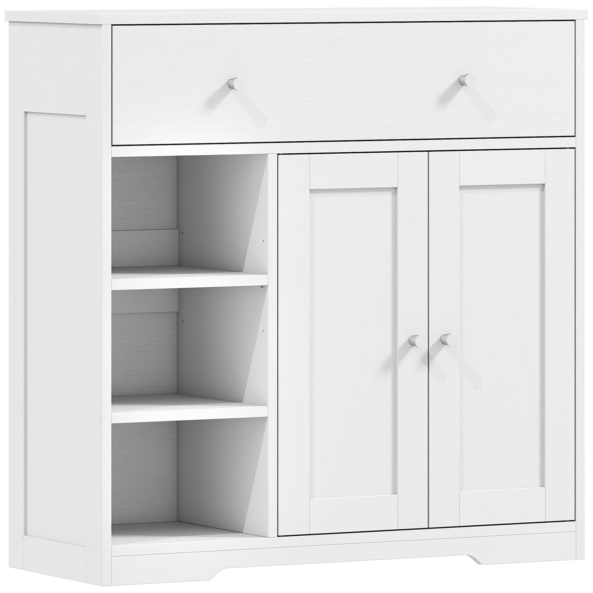 Bathroom Floor Cabinet, Freestanding Bathroom Cabinet with Drawer, Door, Open Shelves, for Bathroom, Bedroom and Living Room, White