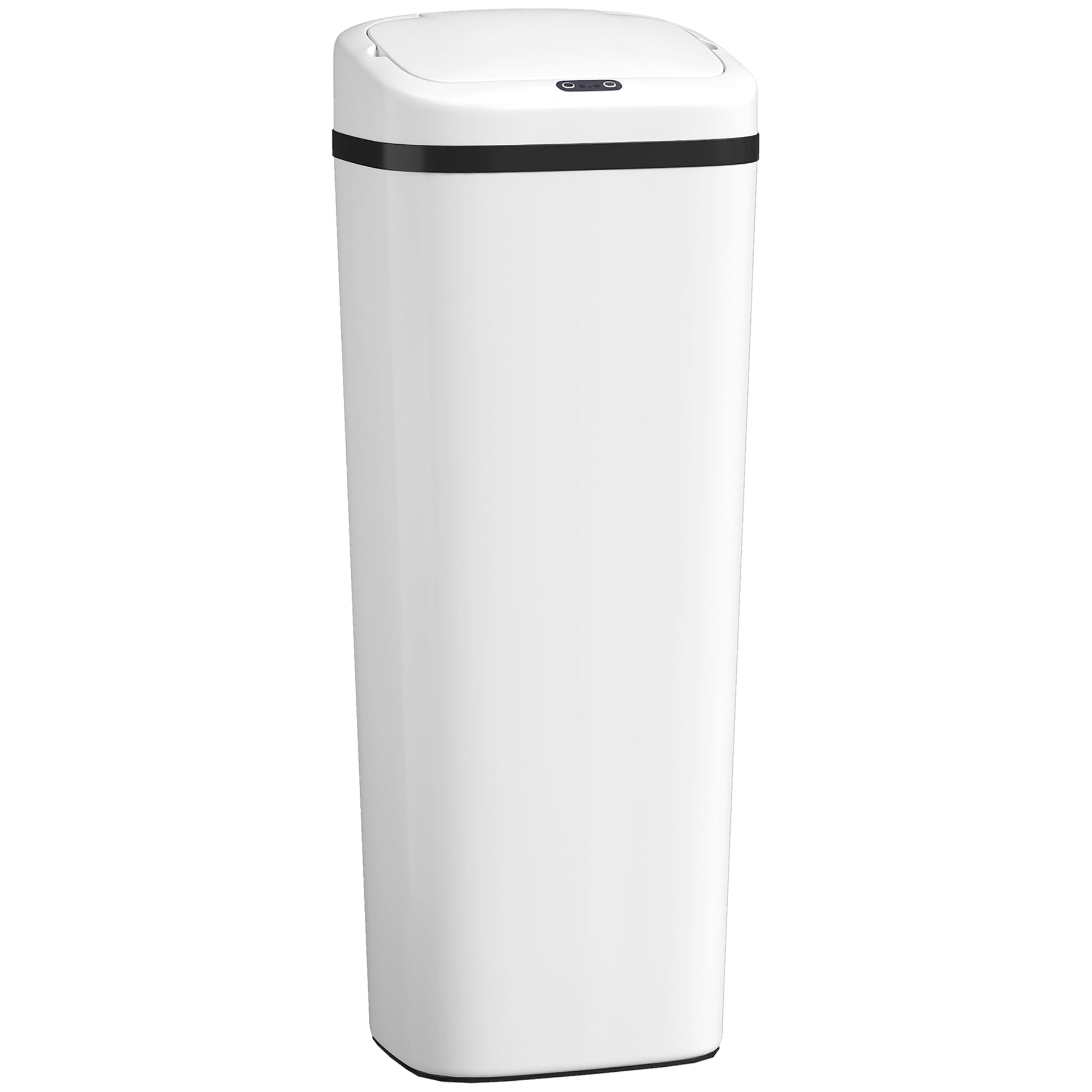 50L Sensor Bin, Stainless Steel Automatic Touchless Slim Kitchen Bin with Dual-Mode Opening, Fingerprint-Proof, Easy Clean, Battery Operated for Home Office, Bedroom, Bathroom, White