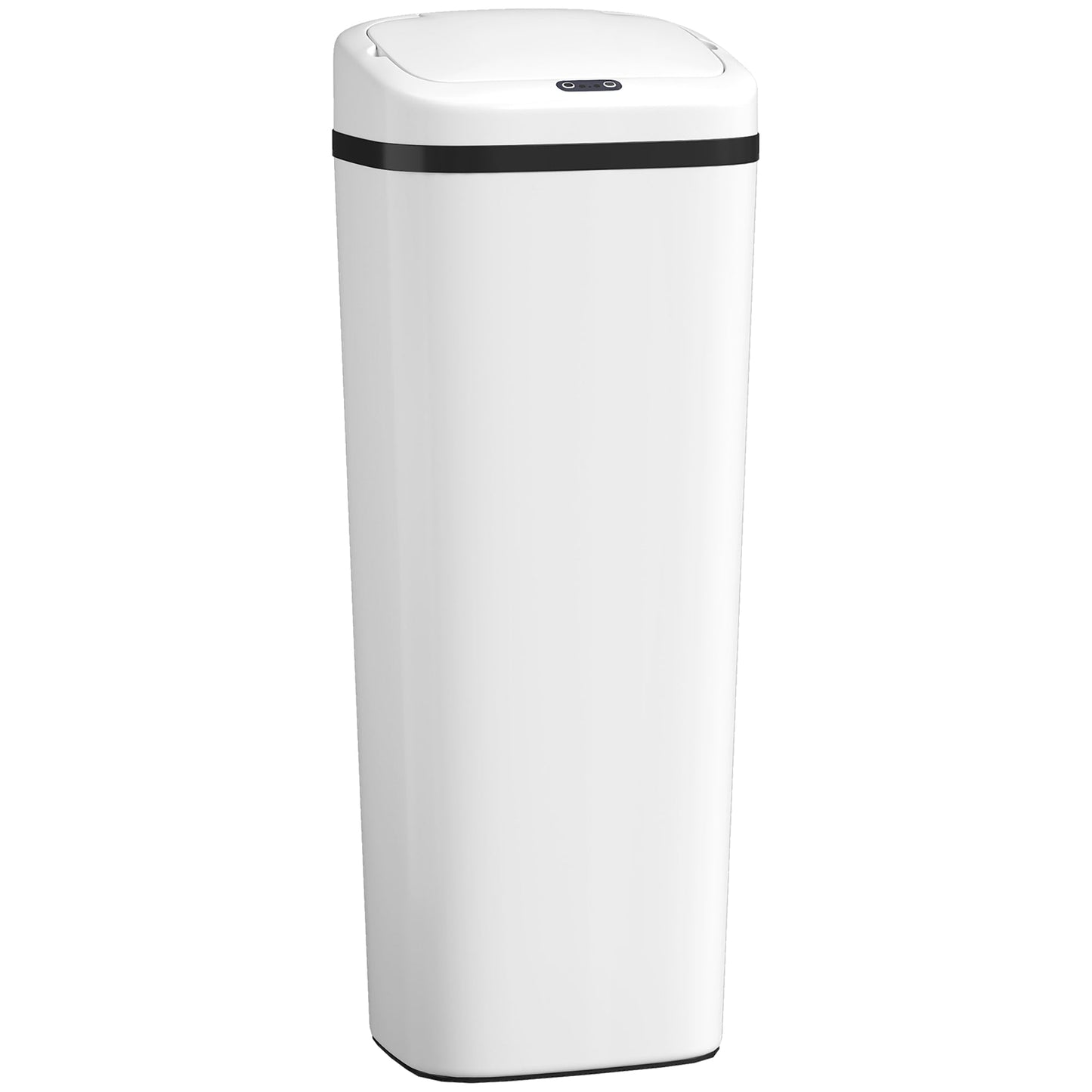 50L Sensor Bin, Stainless Steel Automatic Touchless Slim Kitchen Bin with Dual-Mode Opening, Fingerprint-Proof, Easy Clean, Battery Operated for Home Office, Bedroom, Bathroom, White