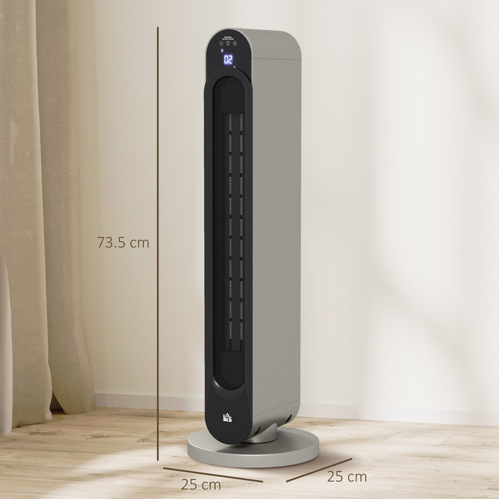 HOMCOM Electric Heater, 2200W Ceramic Heater with Remote, 3 Modes, Timer, 45° Oscillation, Space Heater for Home, Silver