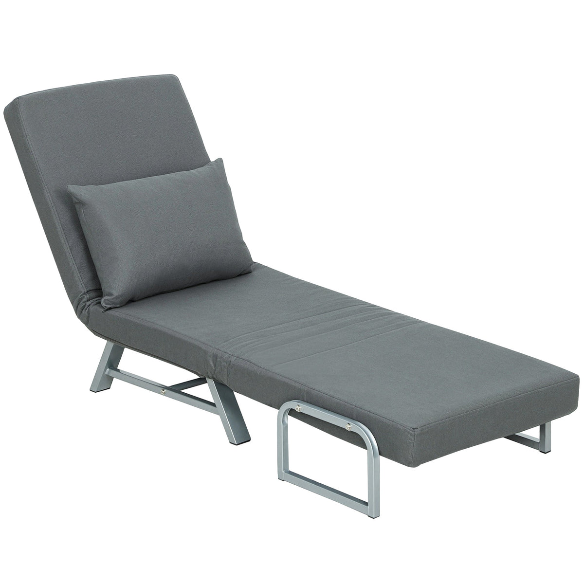 Single Sofa Bed, 3-in-1 Convertible Folding Chair Bed with Adjustable Backrest, Removable Armrests, Steel Legs, Linen Sleeper Chair for Living Room, Bedroom, Small Space, Dark Grey