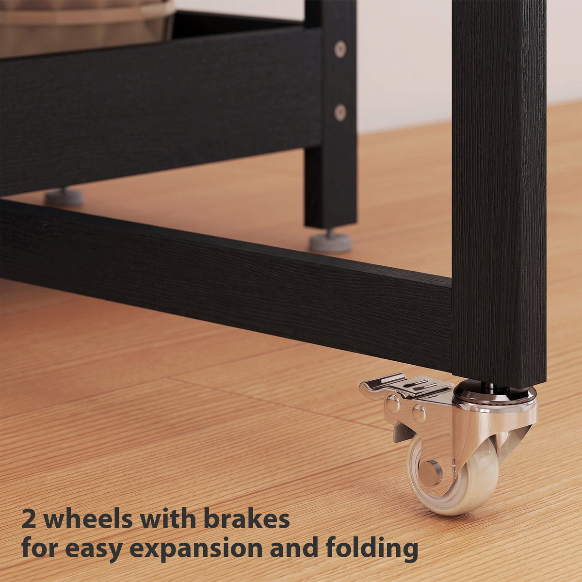 Folding Dining Table for 4, Space-Saving Drop-Leaf Kitchen Table with Storage Shelves and Wheels for Small Spaces, Dining Room or Kitchen, Black
