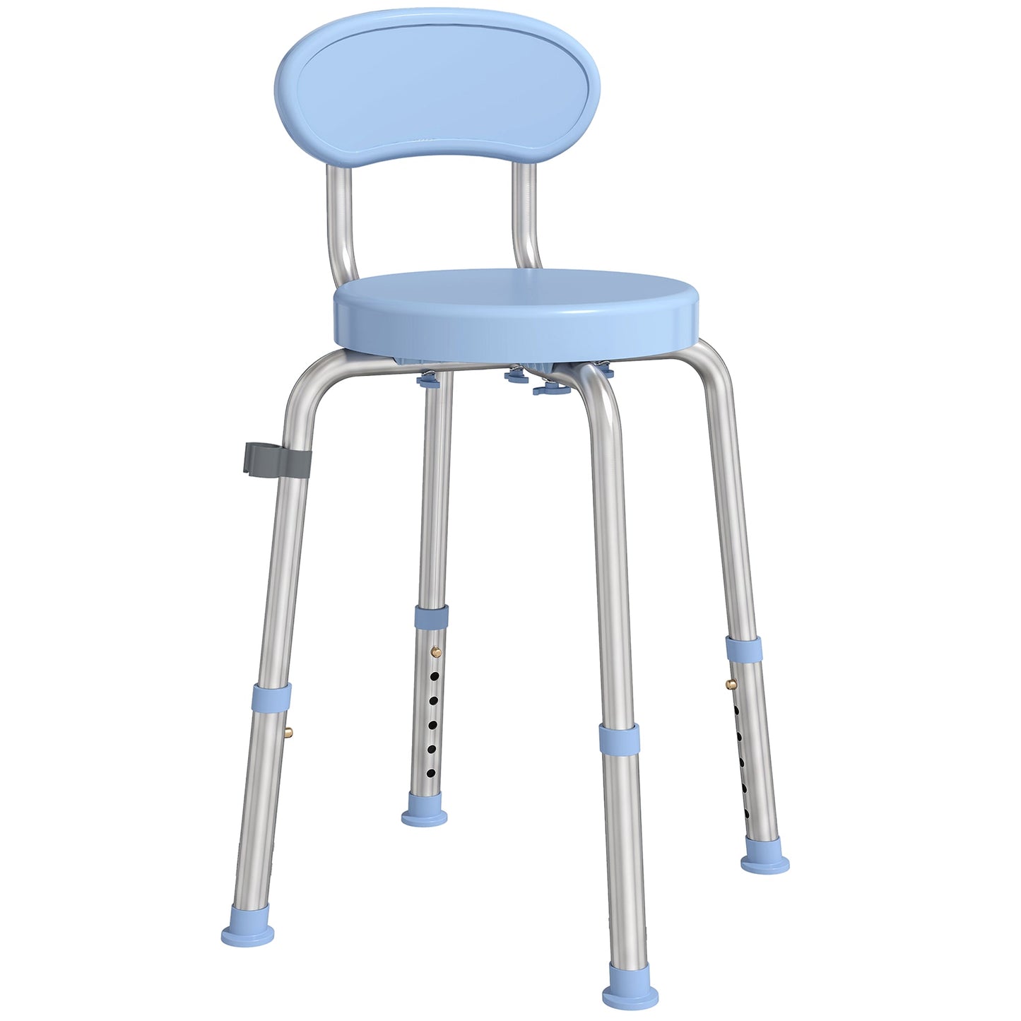 360° Swivel Shower Stool, Rotating Round Bath Seat Chair with Aluminium Frame, 5-Level Adjustable Height and Backrest, Non-Slip Shower Chair for Elderly, Disabled & Post-Surgery