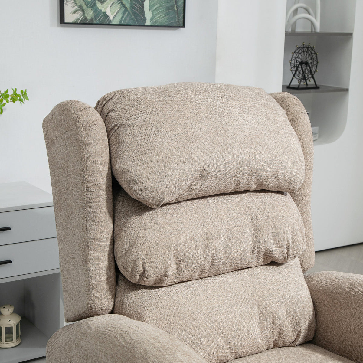 Riser Recliner Chair for Elderly, Velvet Electric Power Lift Chair with Layered Padded Backrest, Spring Cushion, Wide Seat, USB Port, Remote, Side Pockets, Lift Armchair for Living Room, Khaki