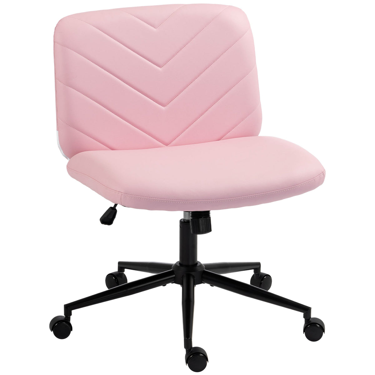 Criss Cross Legged Office Chair with Wide Seat, Swivel Desk Chair with Wheels, Rocking Function, Backrest, Adjustable Height, High-Density Foam, Computer Seat for Home Office, Bedroom, Pink