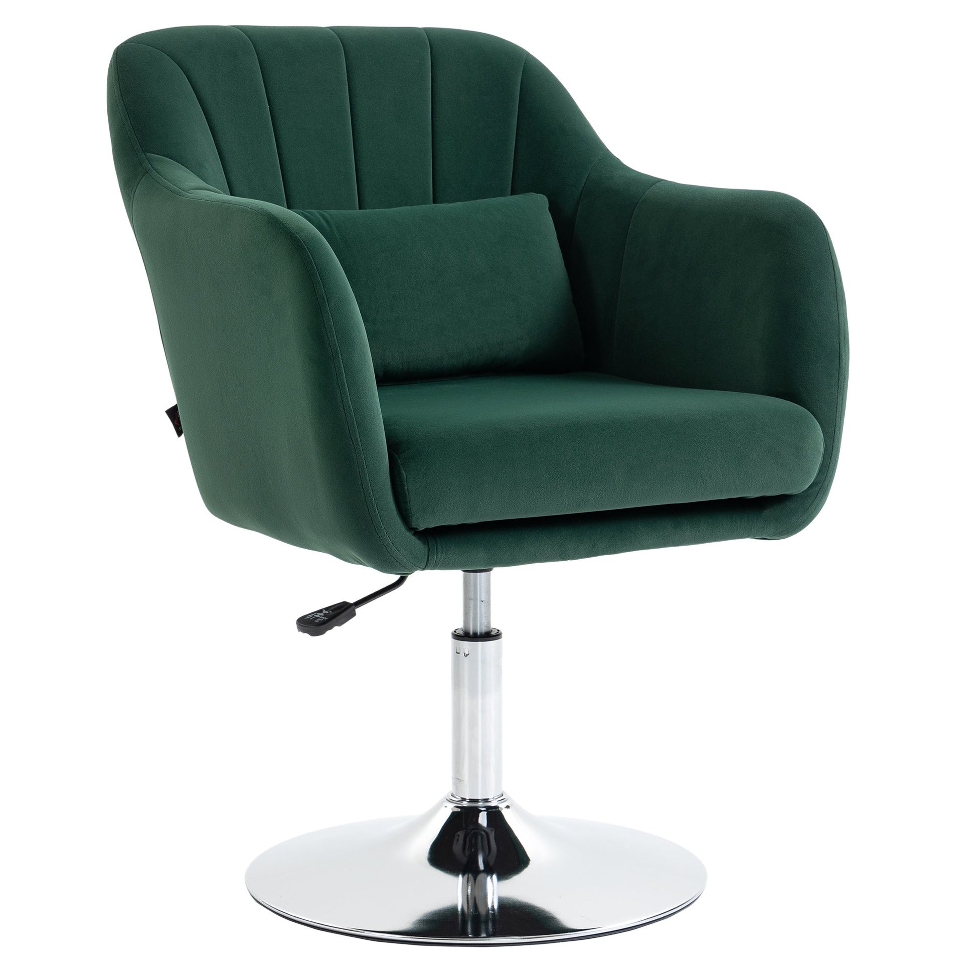 Swivel Accent Chair, Velvet Fabric Tub Vanity Chair, Modern Armchair with Adjustable Height and Lumbar Support for Living Room Bedroom Salon Make up Room Dressing Table, Dark Green