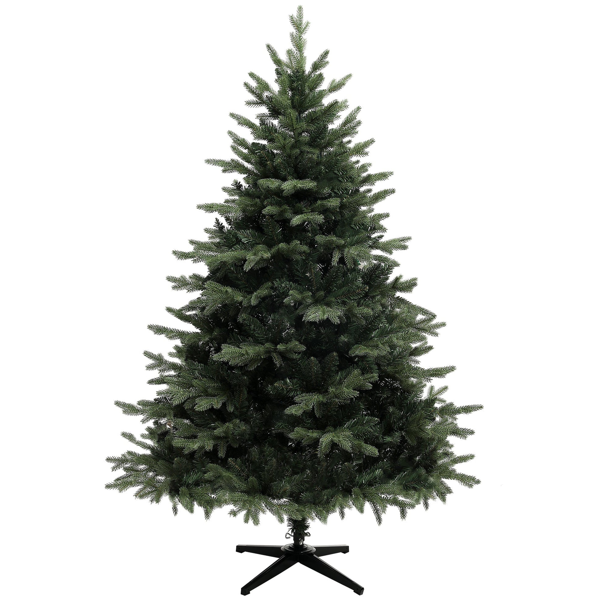 6ft Artificial Spurce Christmas Tree with 1696 Branch Tips and Foldable Steel Base, Realistic Hinged Xmas Tree for Home Office, Green