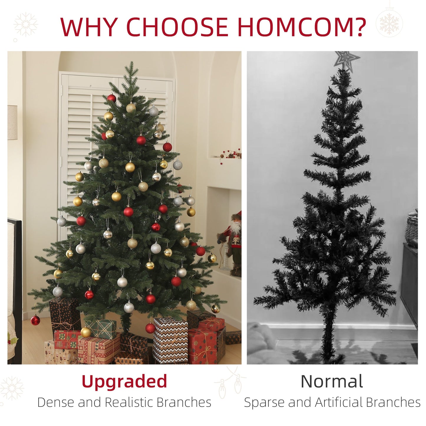 6ft Artificial Spurce Christmas Tree with 1696 Branch Tips and Foldable Steel Base, Realistic Hinged Xmas Tree for Home Office, Green