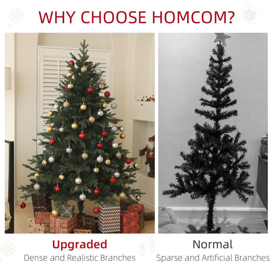 6ft Artificial Spurce Christmas Tree with 1696 Branch Tips and Foldable Steel Base, Realistic Hinged Xmas Tree for Home Office, Green