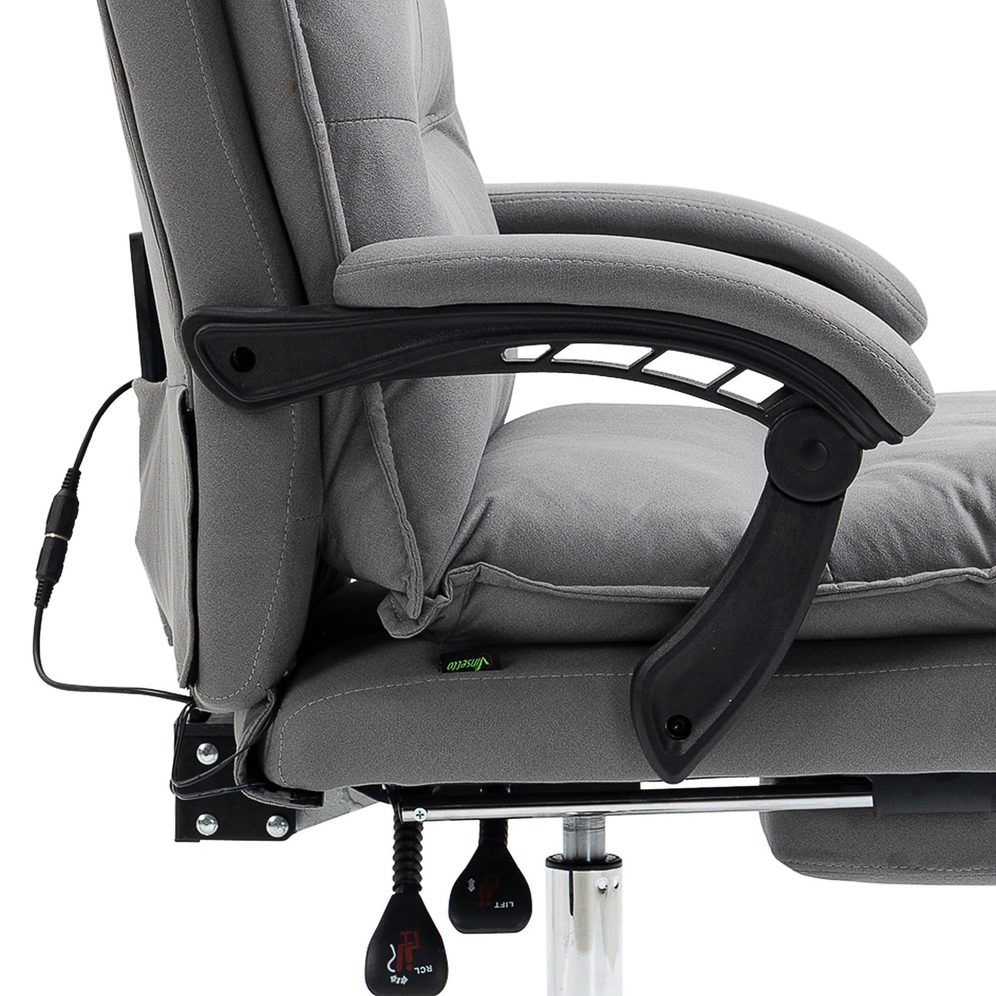 Vinsetto Massage Office Chair with Footrest, Desk Chair with 6 Point Massage and Heat, 155° Reclining Back for Home, Thick Padding, Grey