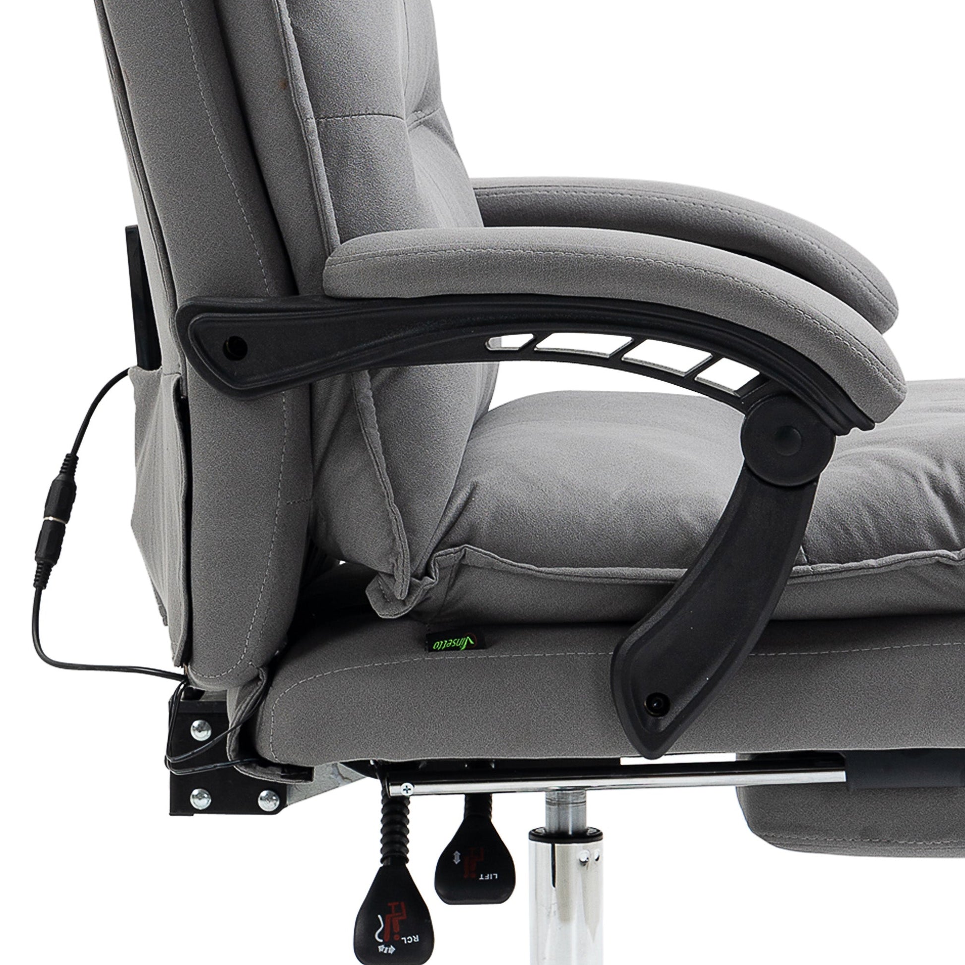 Vinsetto Massage Office Chair with Footrest, Desk Chair with 6 Point Massage and Heat, 155° Reclining Back for Home, Thick Padding, Grey