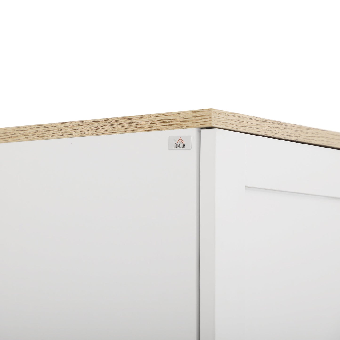 Freestanding Kitchen Cupboard, 4-Door Storage Cabinet with Adjustable Shelves, Modern Kitchen Pantry for Dining Room, 170cm, White Embossed Wood Grain