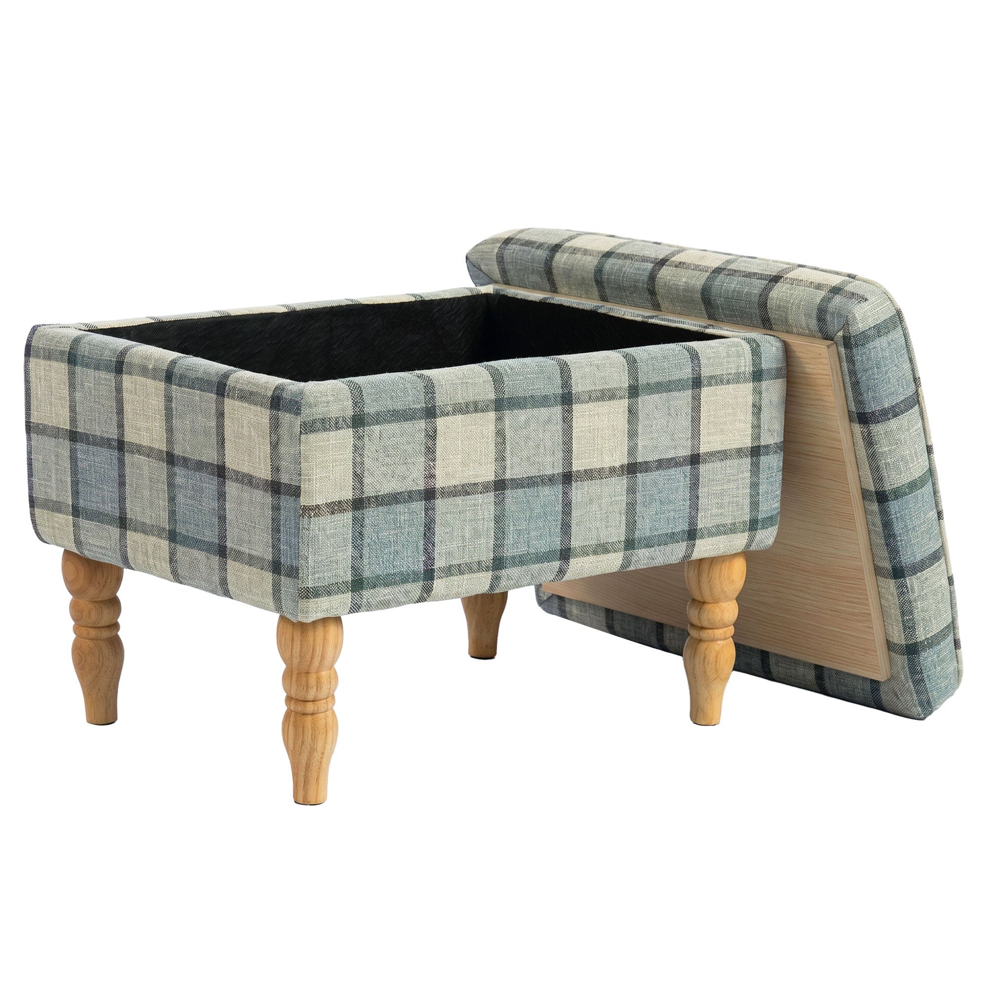 Rectangular Storage Stool, Linen-Look Fabric Upholstered Footstool with Removable Top, Padded Seat and Hidden Space for Living Room, Bedroom, Grey