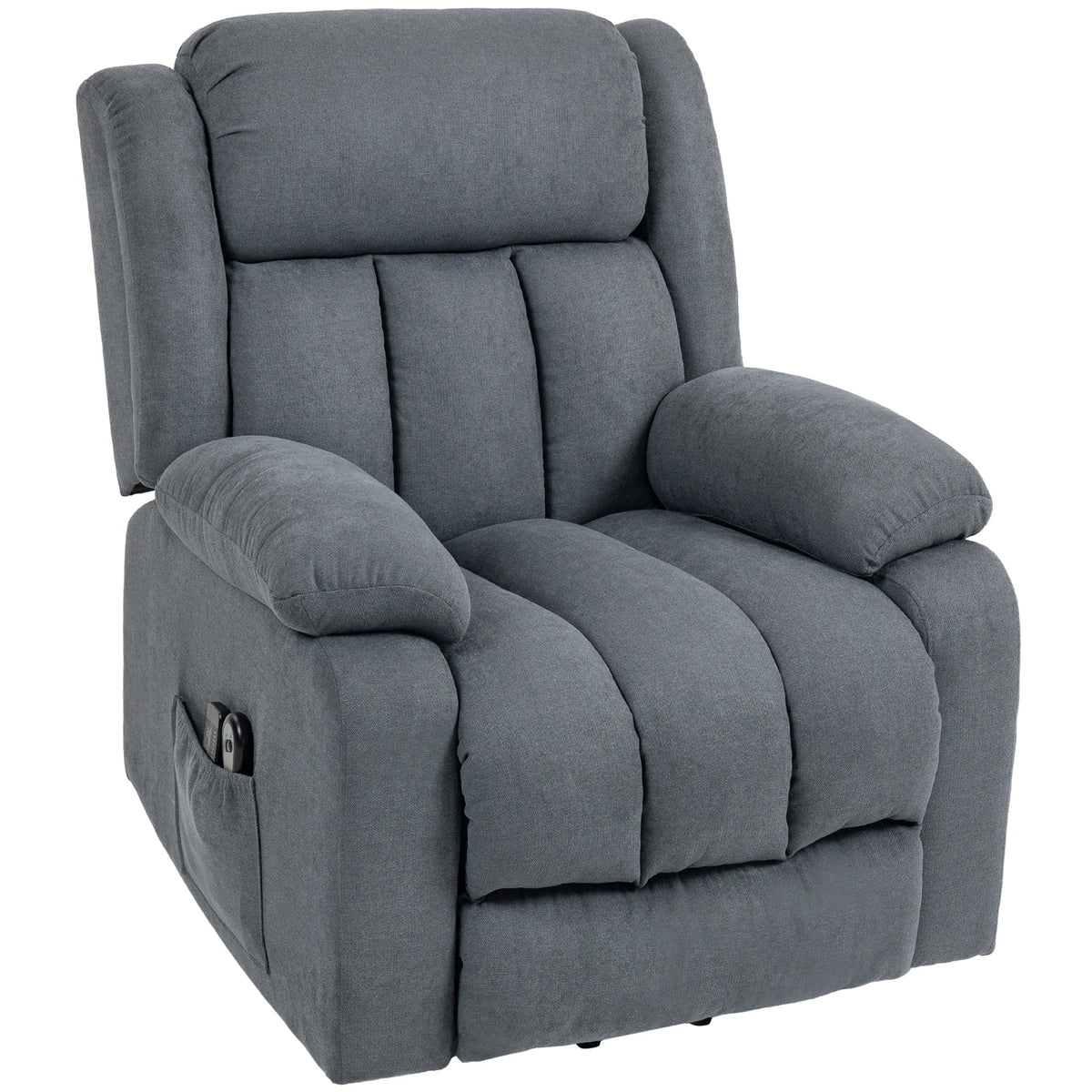 Power Lift Recliner Chair with Massage, Linen Overstuffed Lift Chair for Elderly, Electric Recliner Armchair with Footrest, Remote Control and Side Pocket, for Living Room, Grey