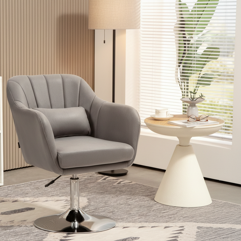 Grey Swivel Accent Chair in Living Room or Study