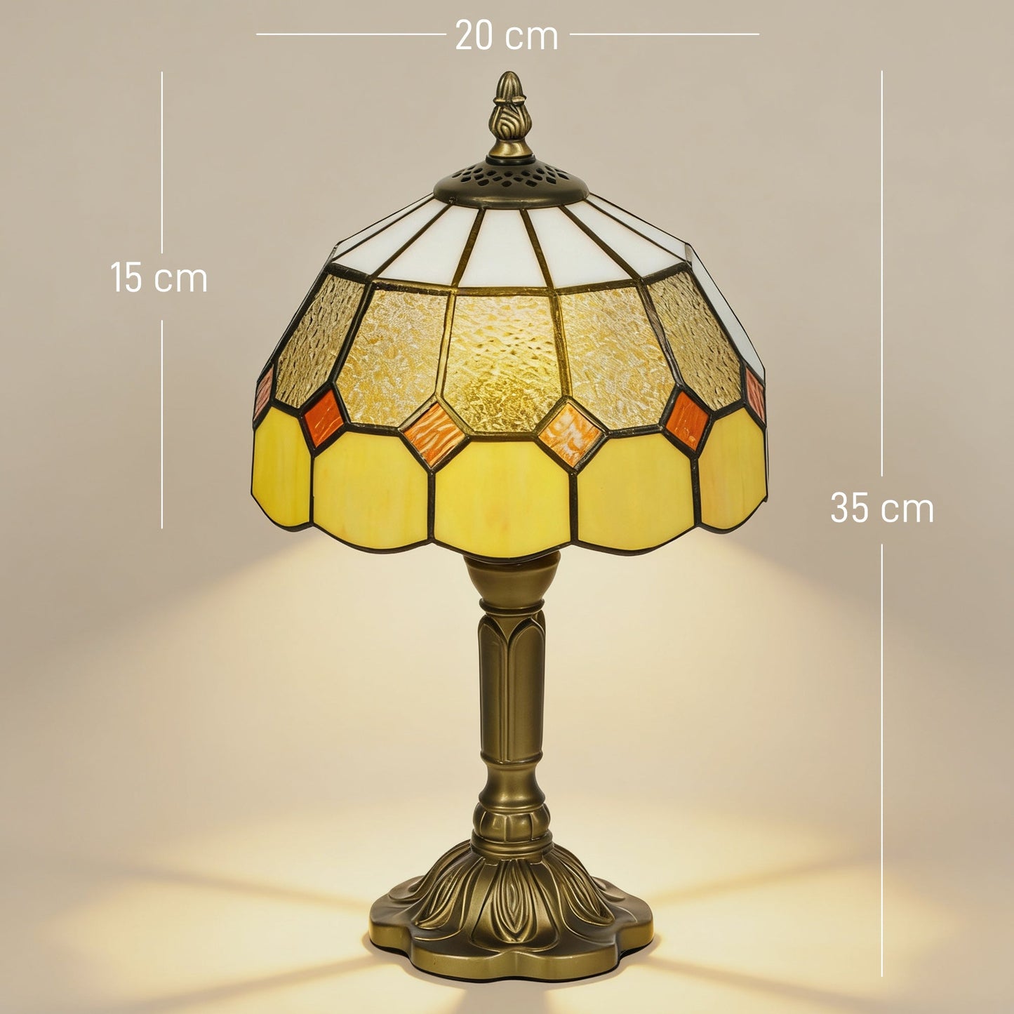 Handmade Stained Glass Table Lamp, Tiffany-Style Bedside Lamp for Bedroom, Living room, Home, Nightstand, Decorative Night Light, Orange