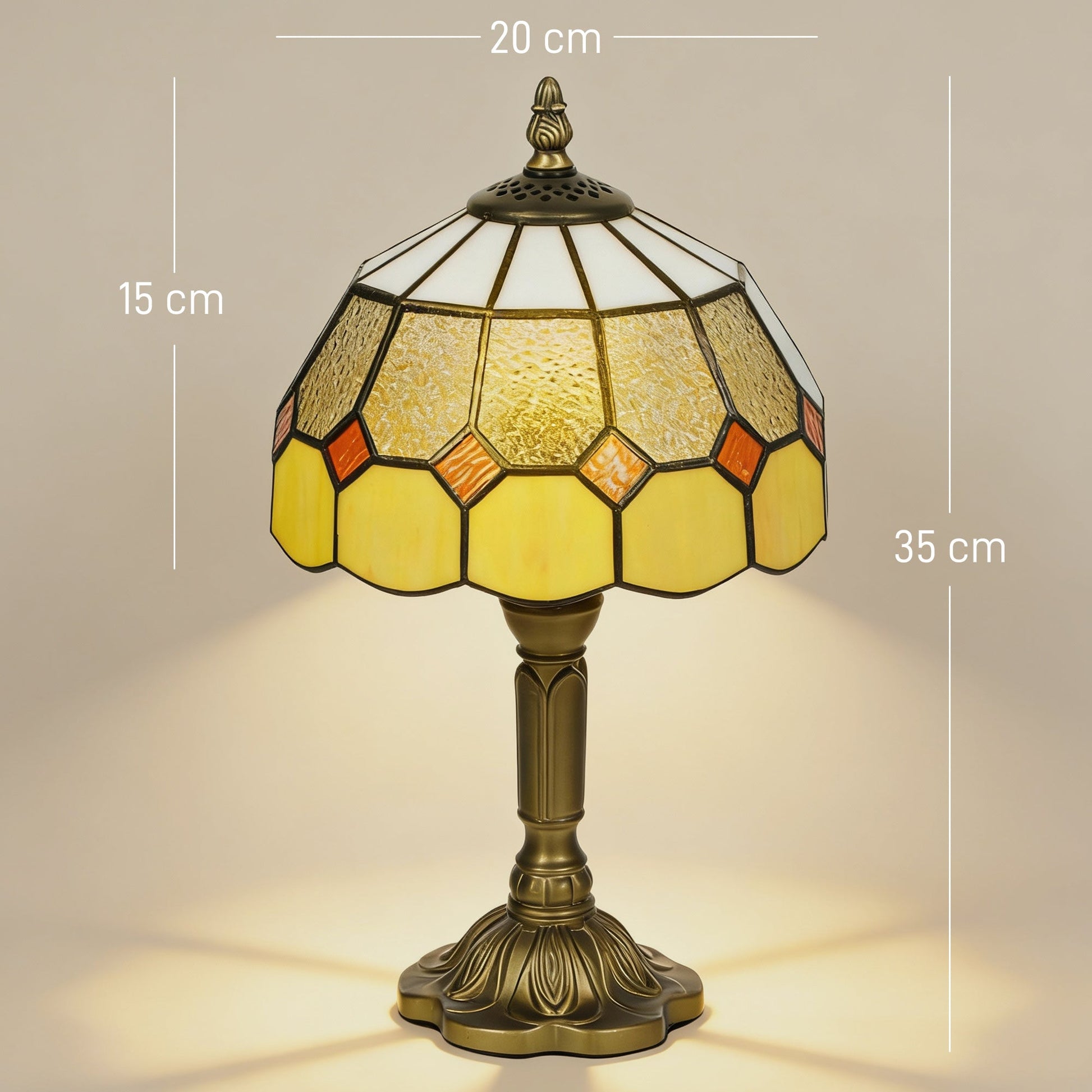 Handmade Stained Glass Table Lamp, Tiffany-Style Bedside Lamp for Bedroom, Living room, Home, Nightstand, Decorative Night Light, Orange