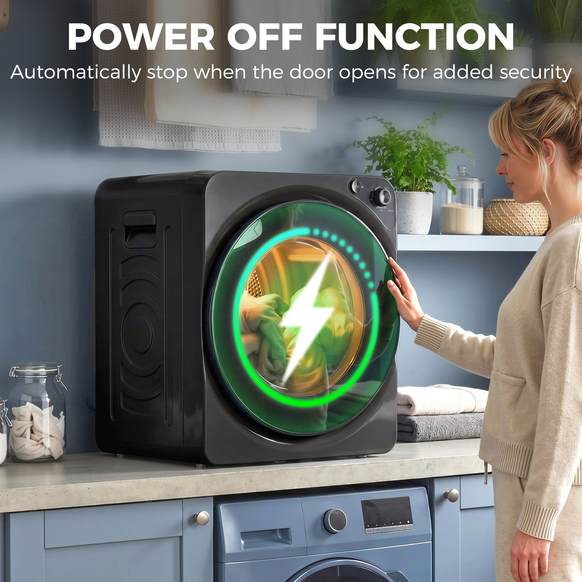 5kg Vented Tumble Dryer, 1000W Compact Tumble Dryer with 5 Drying Modes, Stainless Steel Tub, Freestanding Stackable Clothes Drying Machine, Black