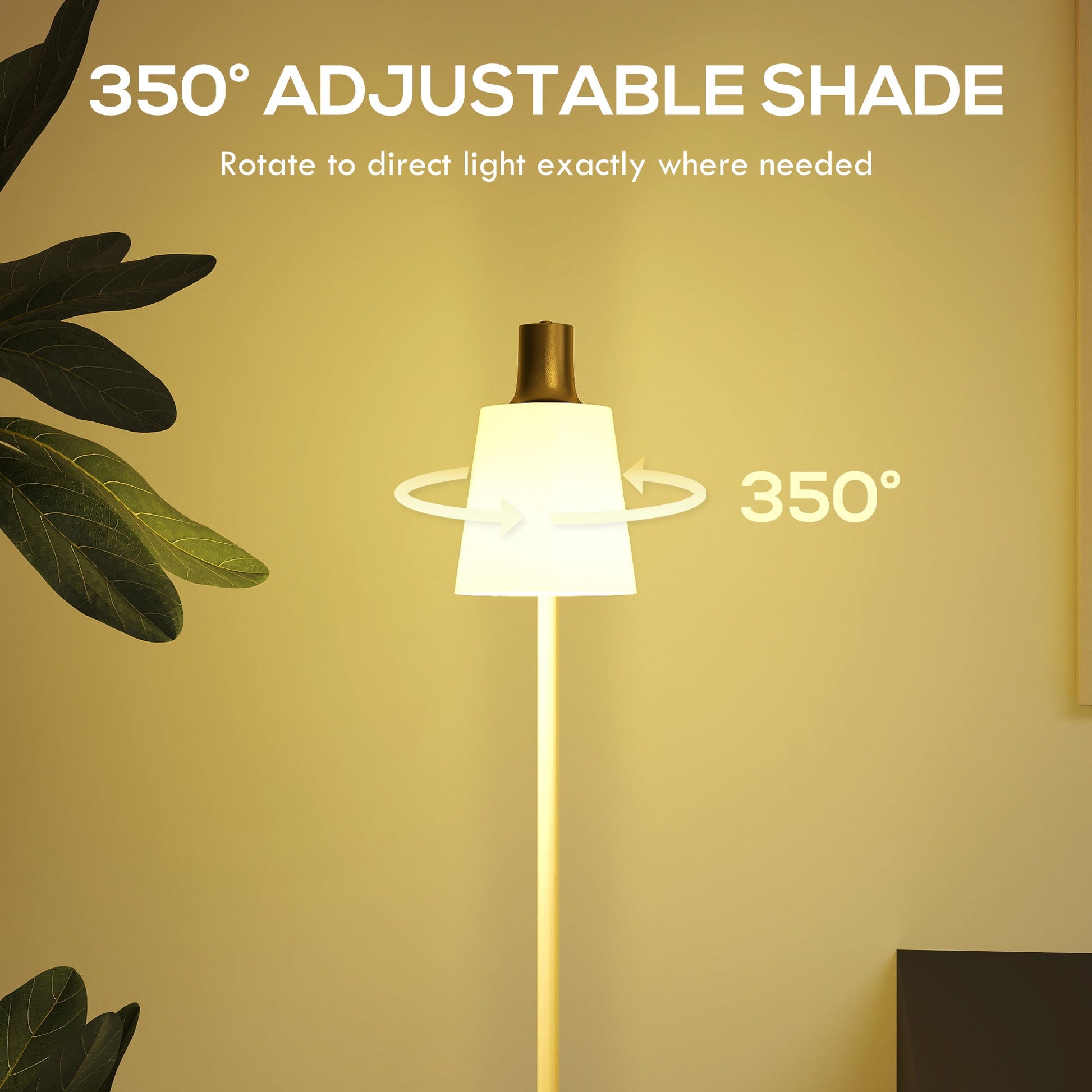 Floor Lamp with 350° Rotatable Head, Modern Standing Lamp with 3000K/4000K/6500K Colour Temperatures for Living Room Office, White