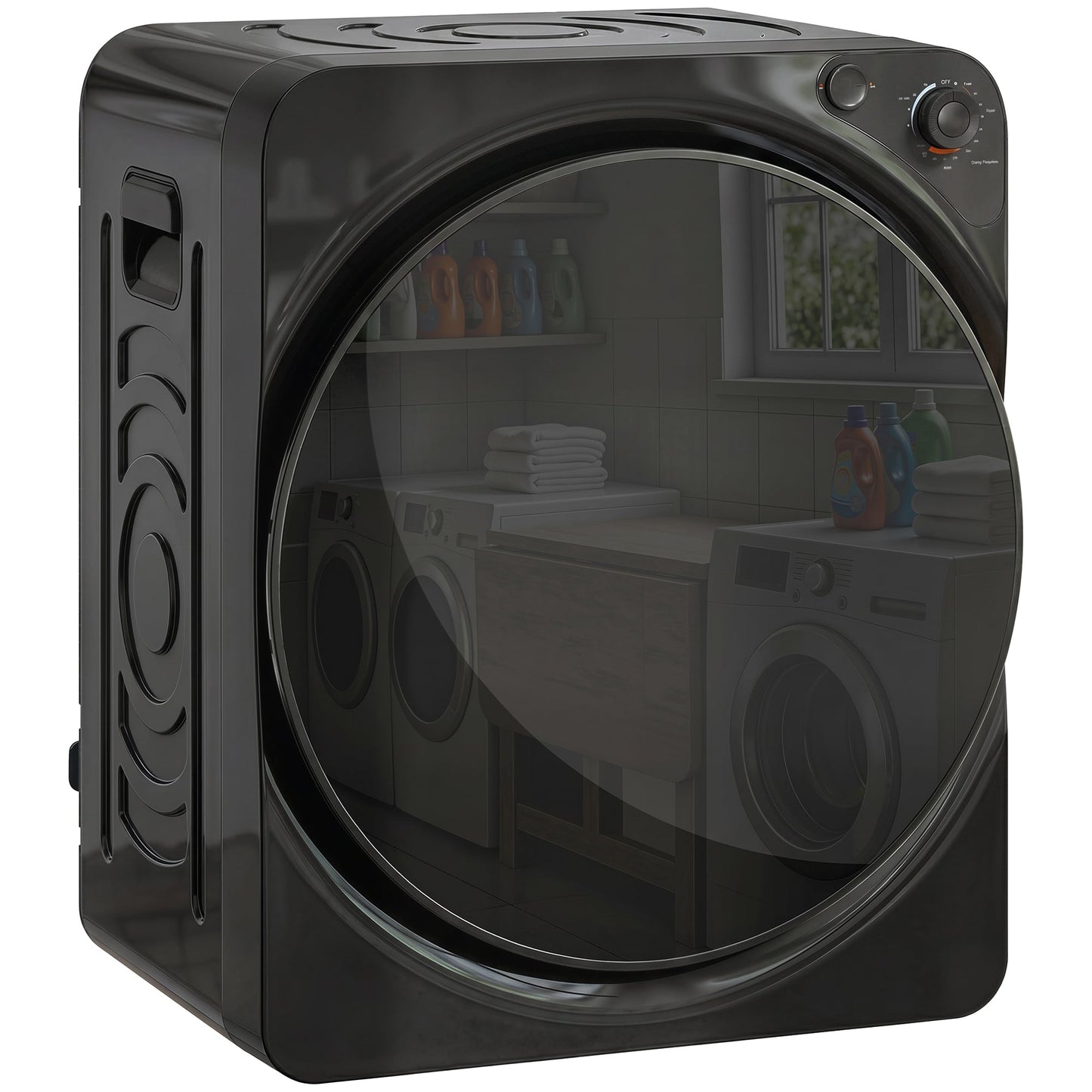 5kg Vented Tumble Dryer, 1000W Compact Tumble Dryer with 5 Drying Modes, Stainless Steel Tub, Freestanding Stackable Clothes Drying Machine, Black