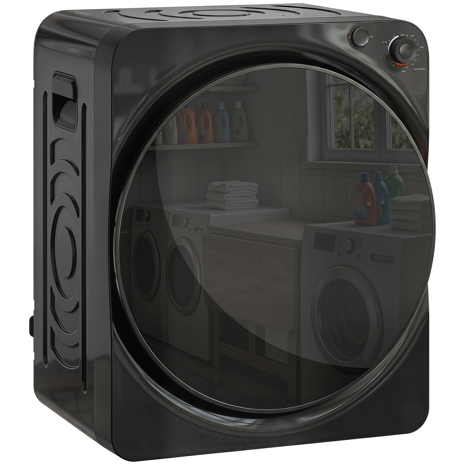 5kg Vented Tumble Dryer, 1000W Compact Tumble Dryer with 5 Drying Modes, Stainless Steel Tub, Freestanding Stackable Clothes Drying Machine, Black