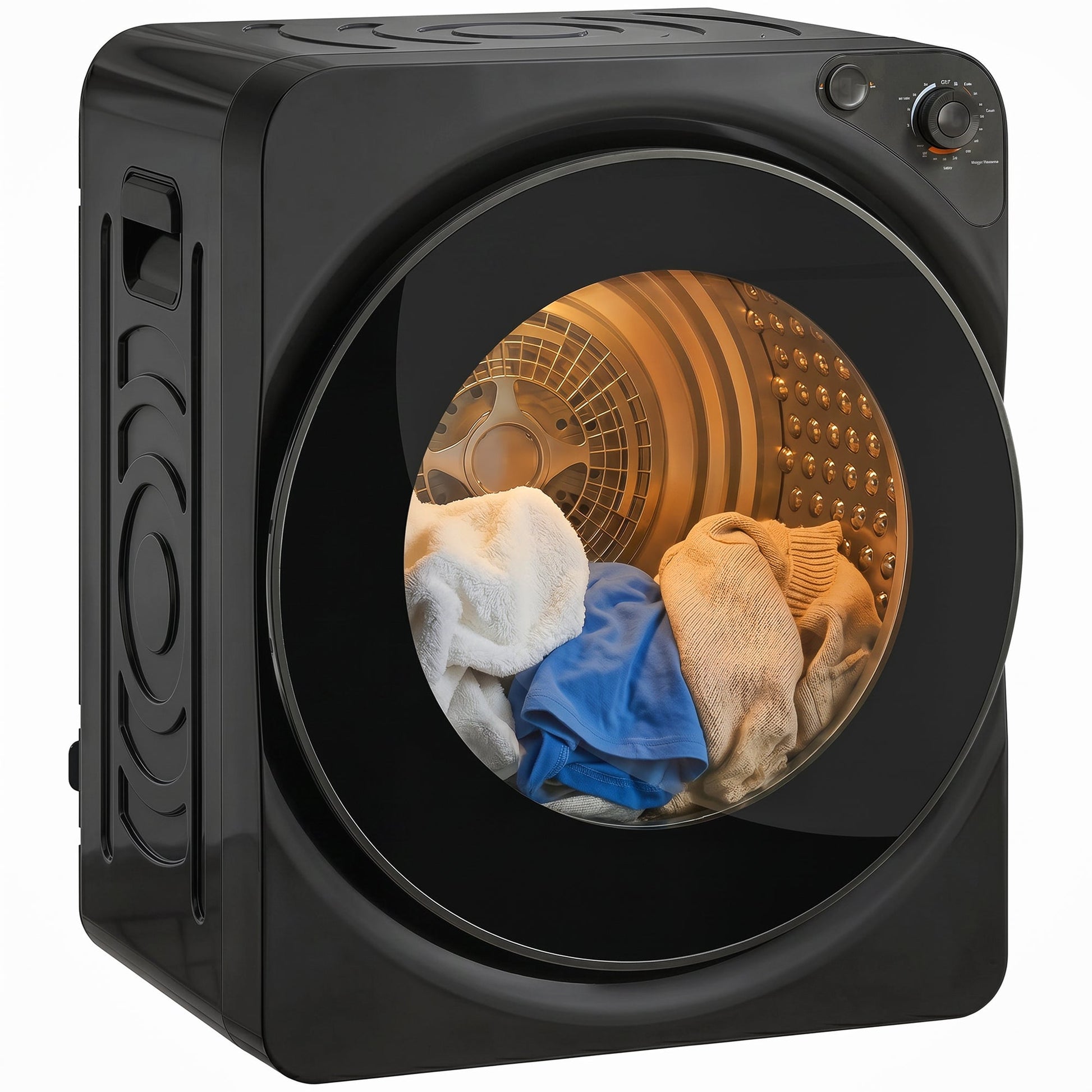 5kg Vented Tumble Dryer, 1000W Compact Tumble Dryer with 5 Drying Modes, Stainless Steel Tub, Freestanding Stackable Clothes Drying Machine, Black