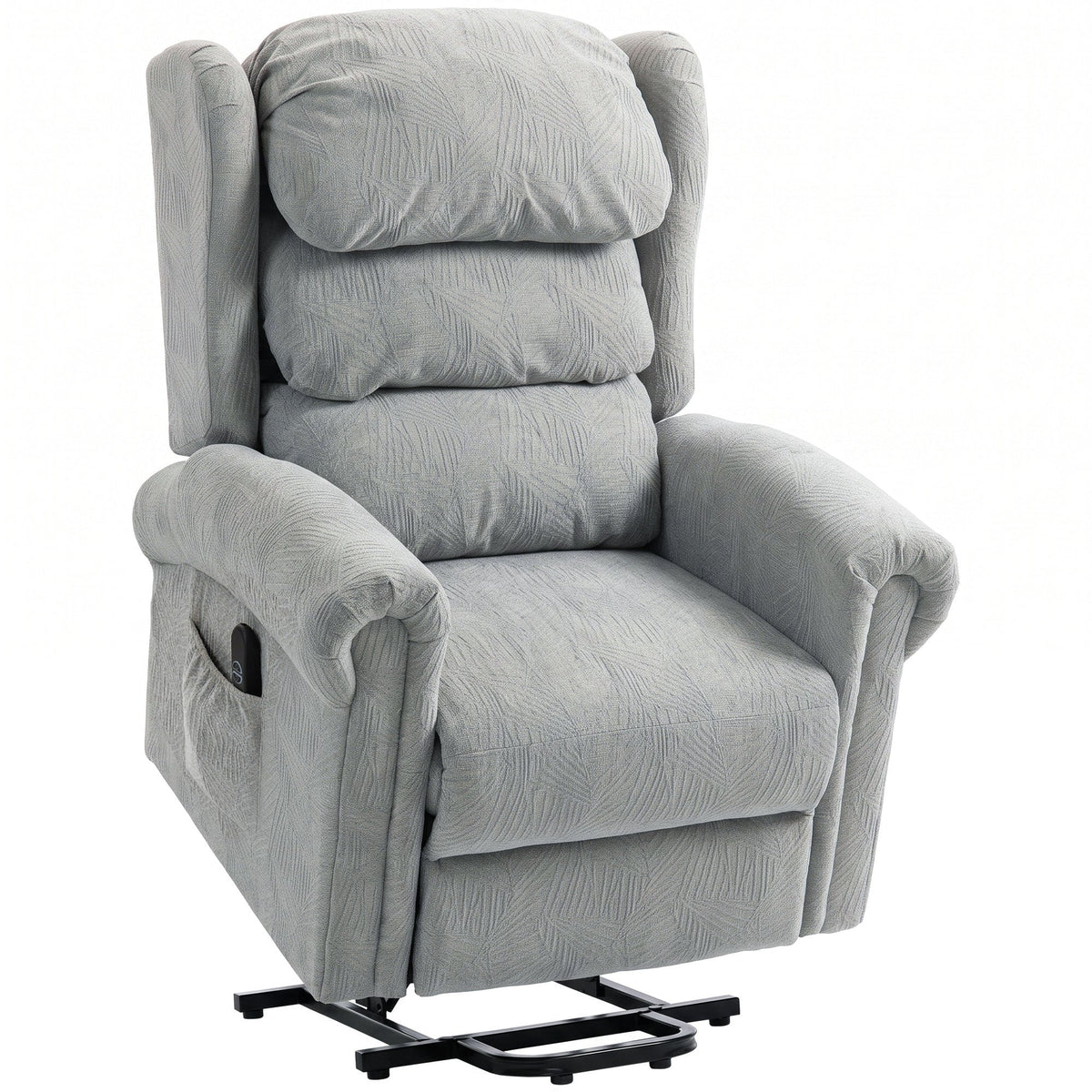 Riser Recliner Chair for Elderly, Velvet Electric Power Lift Chair with Layered Padded Backrest, Spring Cushion, Wide Seat, USB Port, Remote, Side Pockets, Lift Armchair for Living Room, Grey