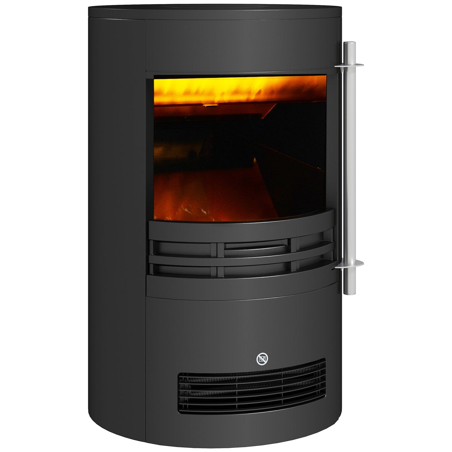 1000W/2000W Freestanding Electric Fireplace, Indoor Heater Fire Stove with Log Burner Effect Flame, Thermostat Control