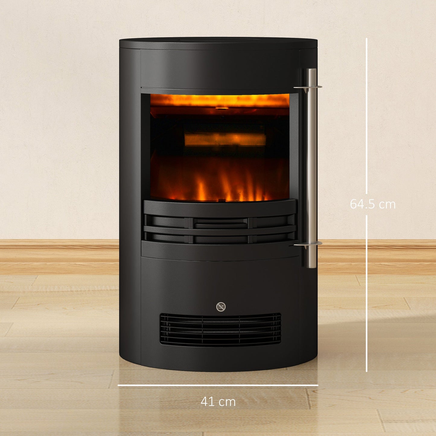 1000W/2000W Freestanding Electric Fireplace, Indoor Heater Fire Stove with Log Burner Effect Flame, Thermostat Control