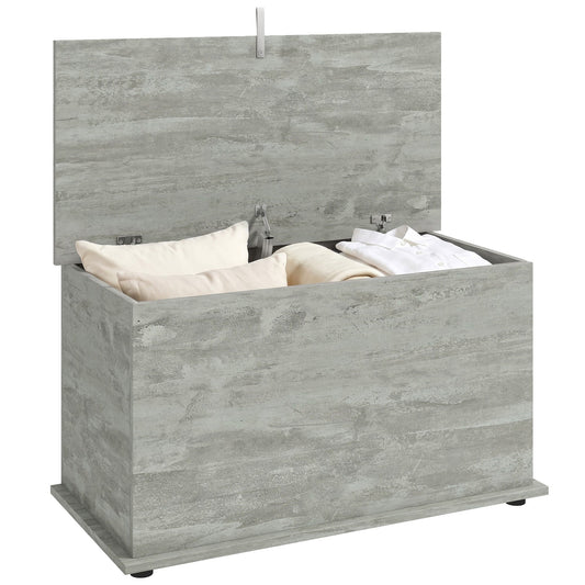 Storage Chest, Large 102L Blanket Box, Shoe Bench with Safety Hinged Lid, Storage Trunk, Bed End Bench for Bedroom, Hallway, Living room, Playroom, 80 x 40 x 45cm, Grey