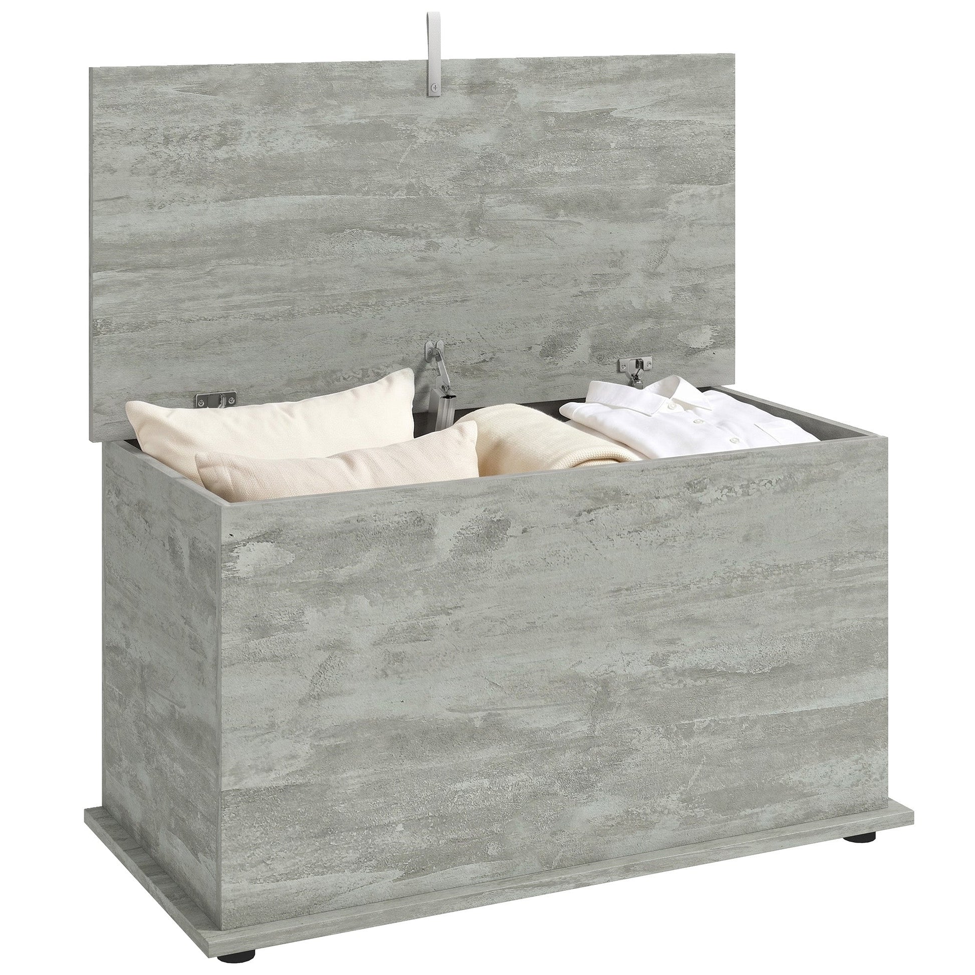 Storage Chest, Large 102L Blanket Box, Shoe Bench with Safety Hinged Lid, Storage Trunk, Bed End Bench for Bedroom, Hallway, Living room, Playroom, 80 x 40 x 45cm, Grey
