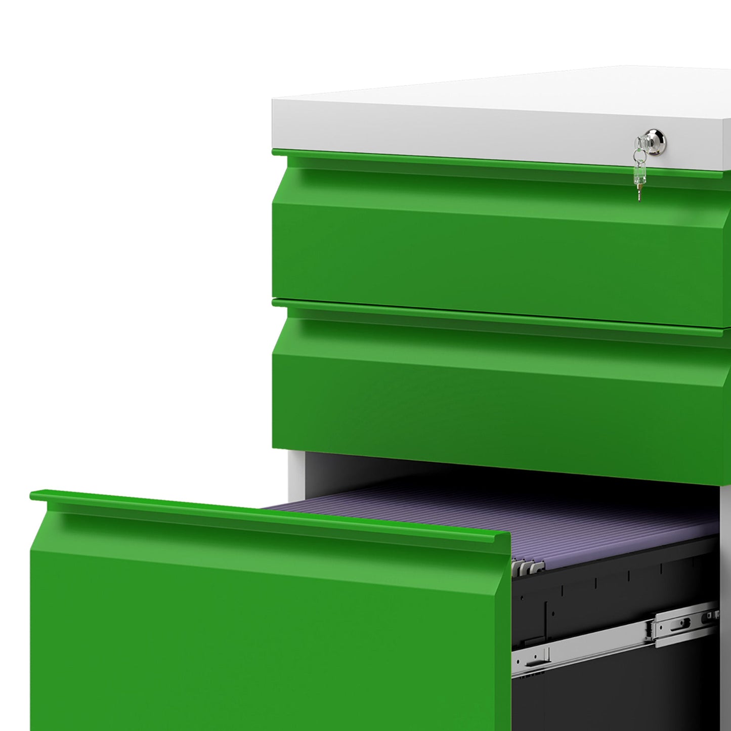 Vinsetto Mobile Vertical File Cabinet Lockable Metal Filling Cabinet with 3 Drawers Anti-tilt Design for Letter A4 Legal Size Fully Assembled Except Casters Green