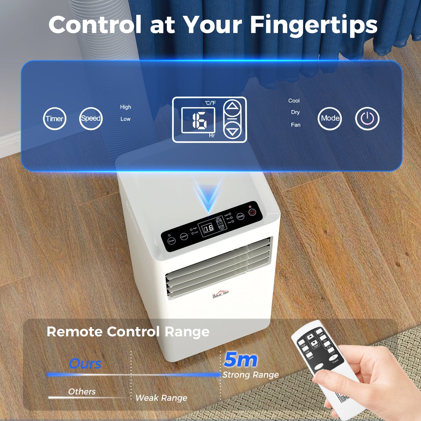 Portable Air Conditioner 9000 BTU, 4-in-1 Cooling, Dehumidifier, Fan, Sleep Mode, Air Conditioning Unit with Digital Display & Remote Control, 24H Timer, Window Venting Kit, for Room up to 28㎡