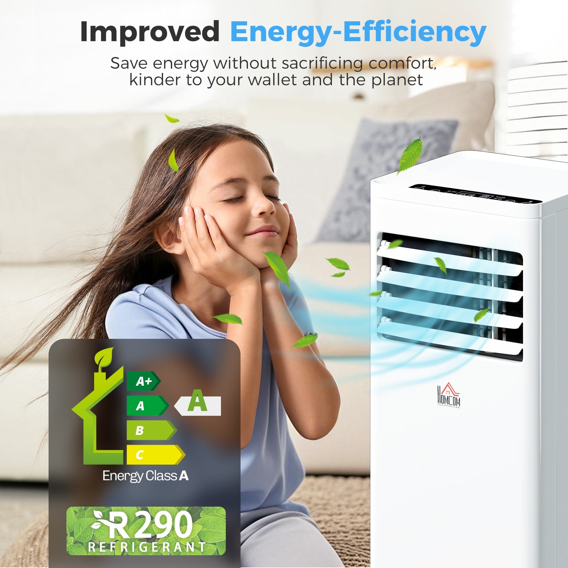 Portable Air Conditioner 9000 BTU, 4-in-1 Cooling, Dehumidifier, Fan, Sleep Mode, Air Conditioning Unit with Digital Display & Remote Control, 24H Timer, Window Venting Kit, for Room up to 28㎡