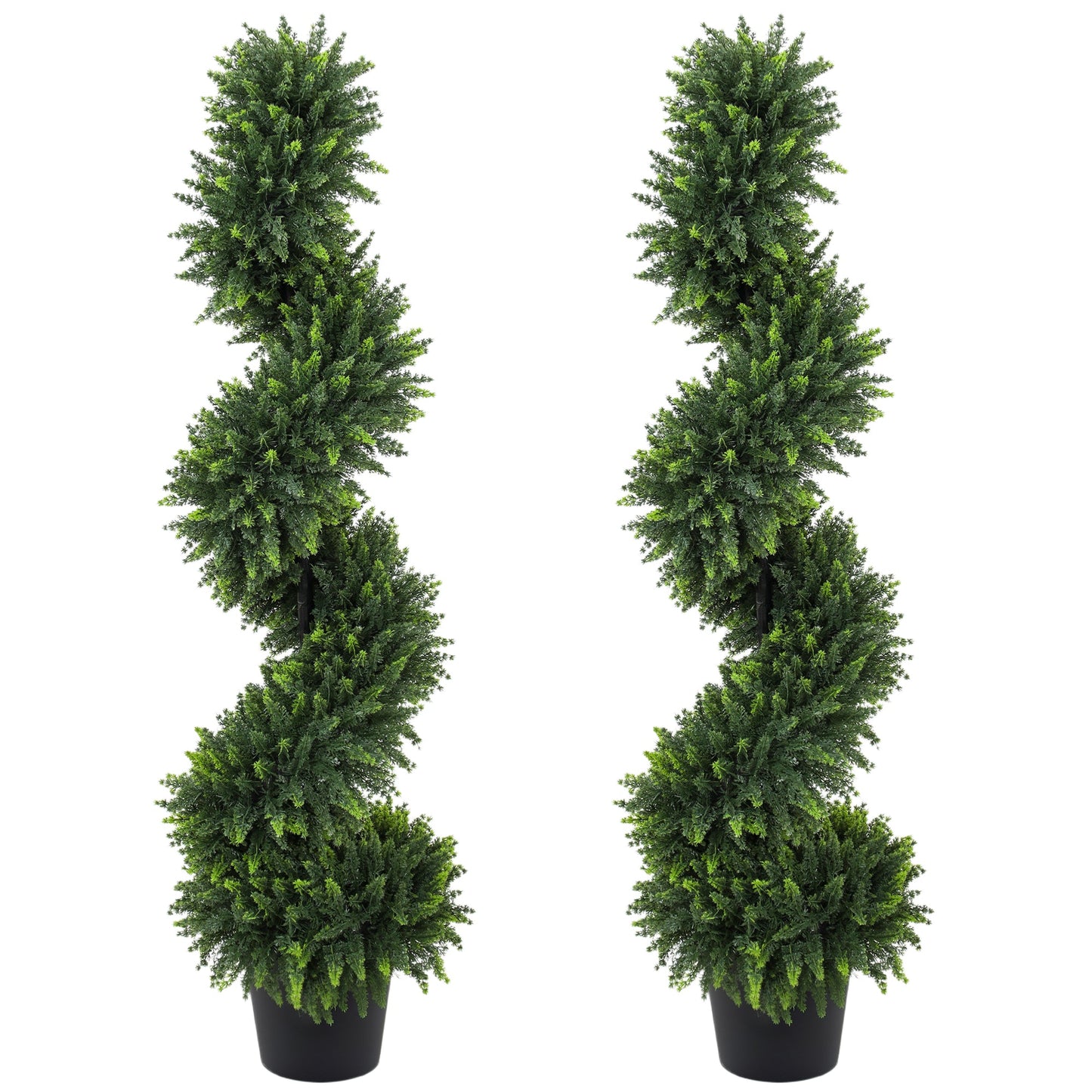 Set of 2 Artificial Spiral Cypress Trees in Pot, 120 cm Tall Fake Plants with 700 Leaves, UV Protection, for Indoors Outdoors Room Office Patio Decor, Deep Green