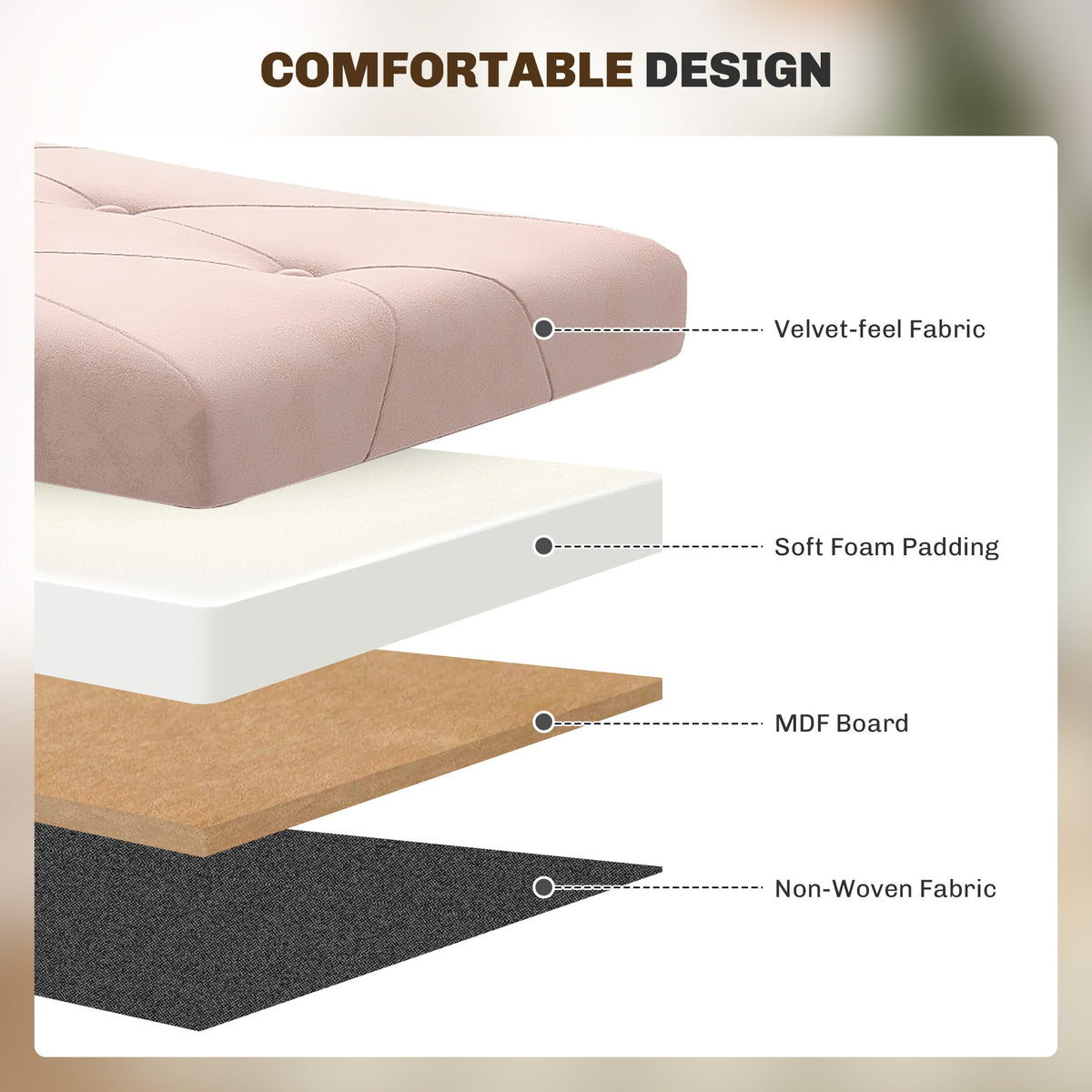 Storage Ottoman Bench, Velvet Upholstered Foldable Ottoman Footrest, Foot Stool with Wood Legs for Living Room, Bedroom, Entryway, Pink