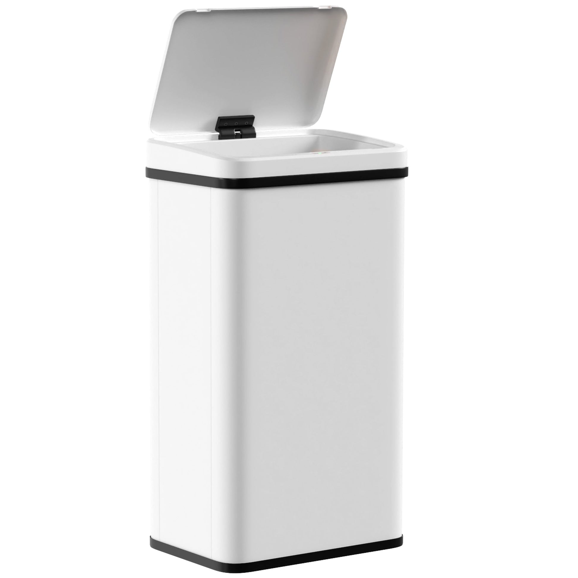 50L Sensor Bin with Quiet Soft-Close Lid, Automatic Touchless Motion Sensor Kitchen Bin with Fingerprint Resistant Stainless Steel for Hygienic Gyms, Home Office Use, White