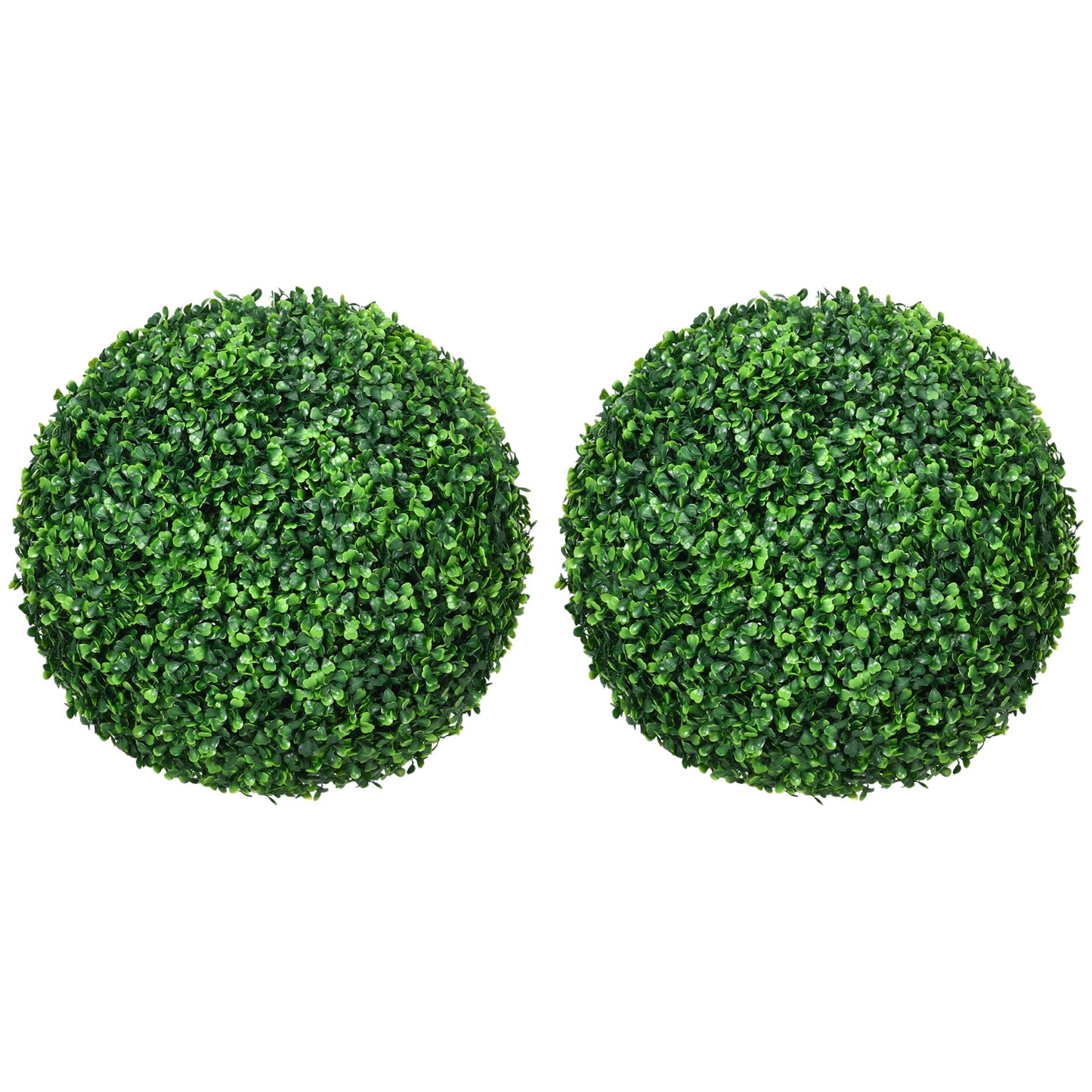 HOMCOM Set of 2 Artificial Topiary Balls, 40cm Faux Boxwood Balls, Hanging Decoration for Home, Indoor, Outdoor, Green